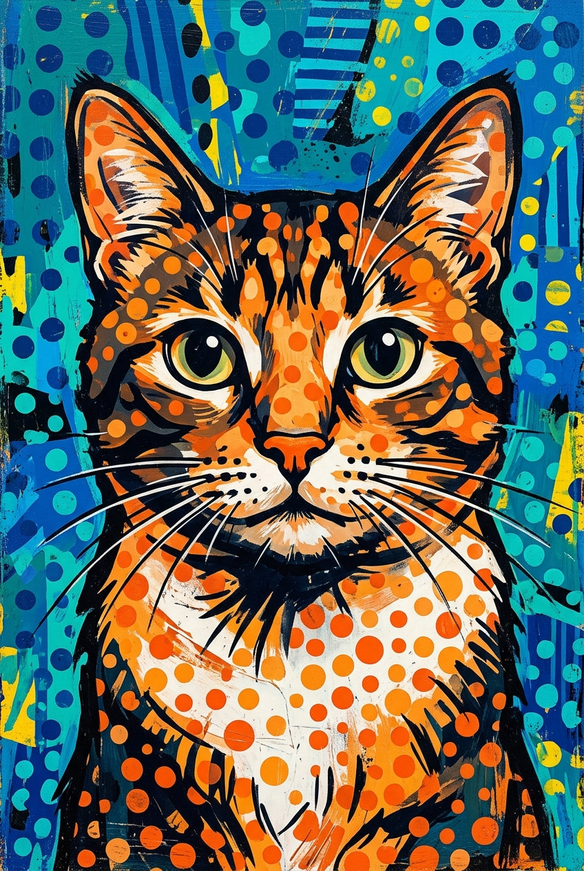 Poster Chat Pop Art, affiche style urbain et coloré