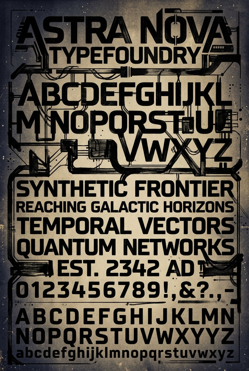 Poster Astra Nova, affiche typographie futuriste salon