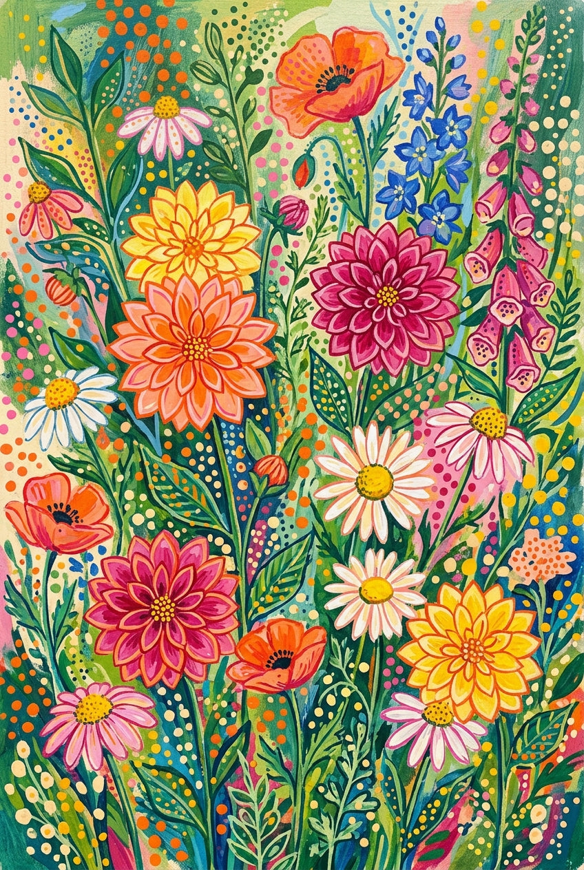 Poster Fleurs colorées, affiche déco pour le salon