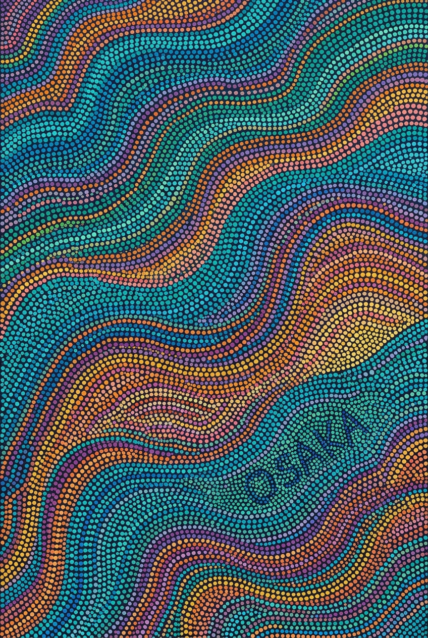 Poster d'Osaka, affiche pointillisme et vagues