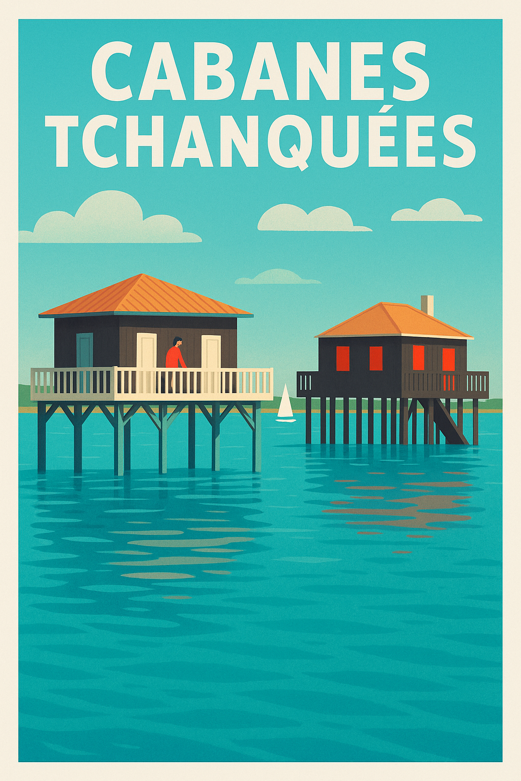 Affiche de Cabanes Tchanquées - L'élégance du Bassin d'Arcachon sur vos murs