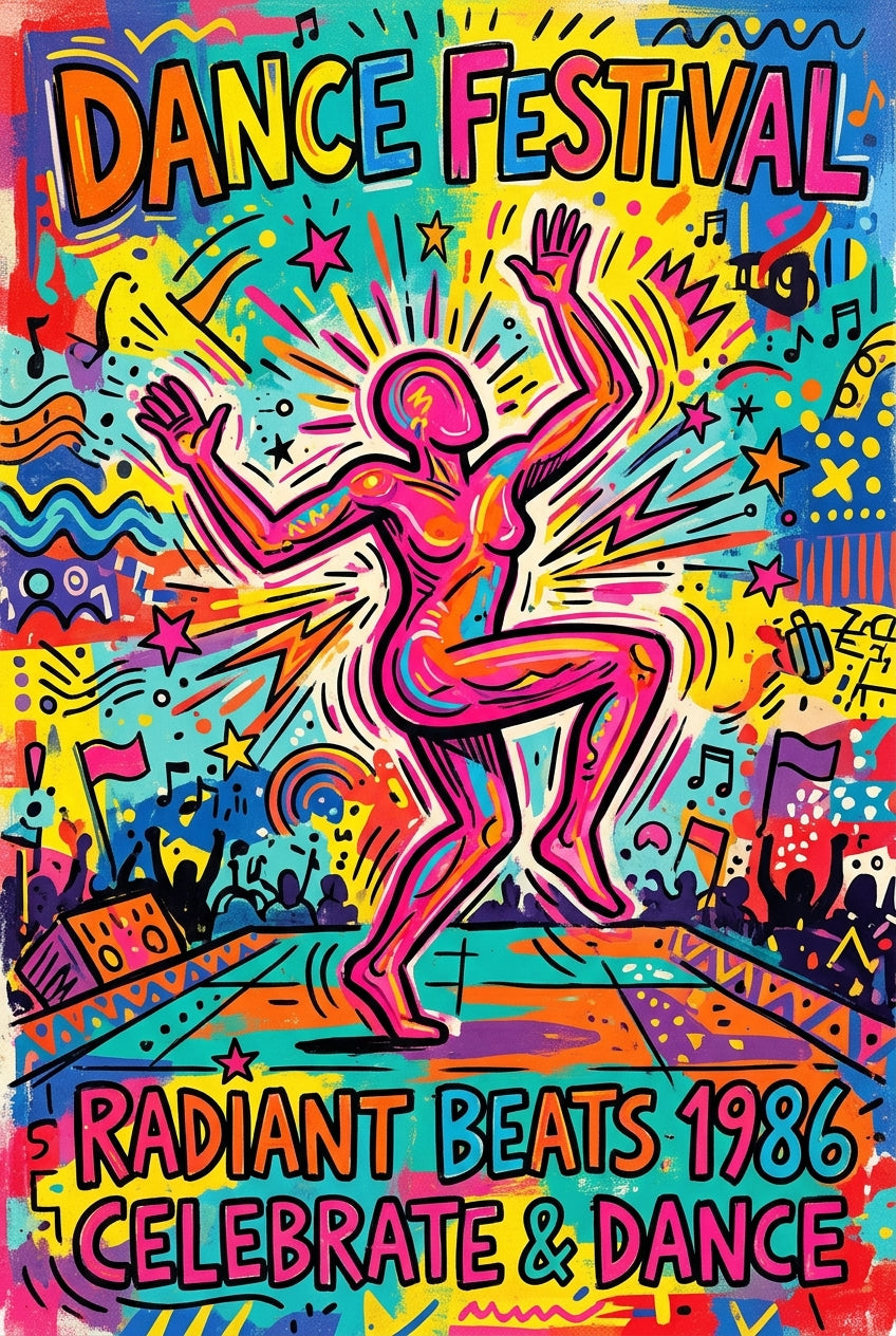 Affiche du Dance Festival 1986, poster style pop art