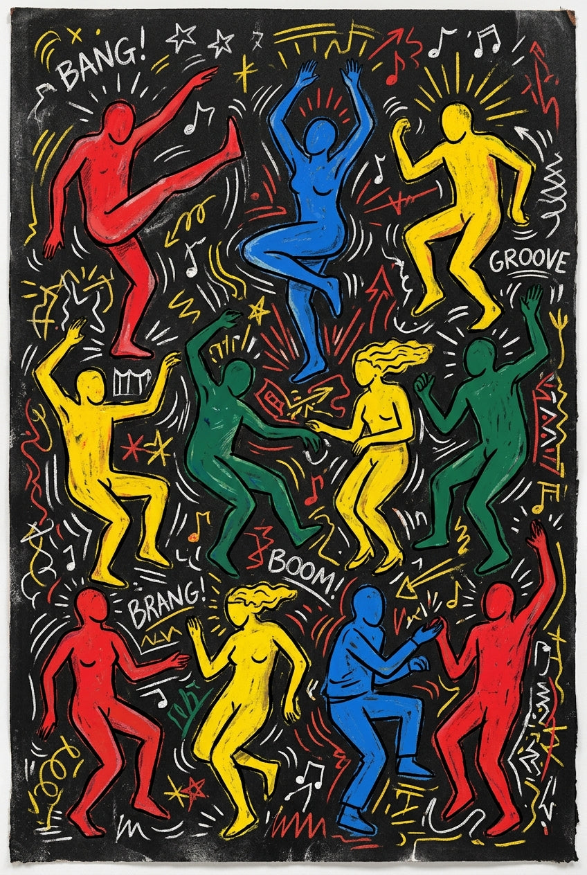 Poster danse Street Art, affiche personnages colorés