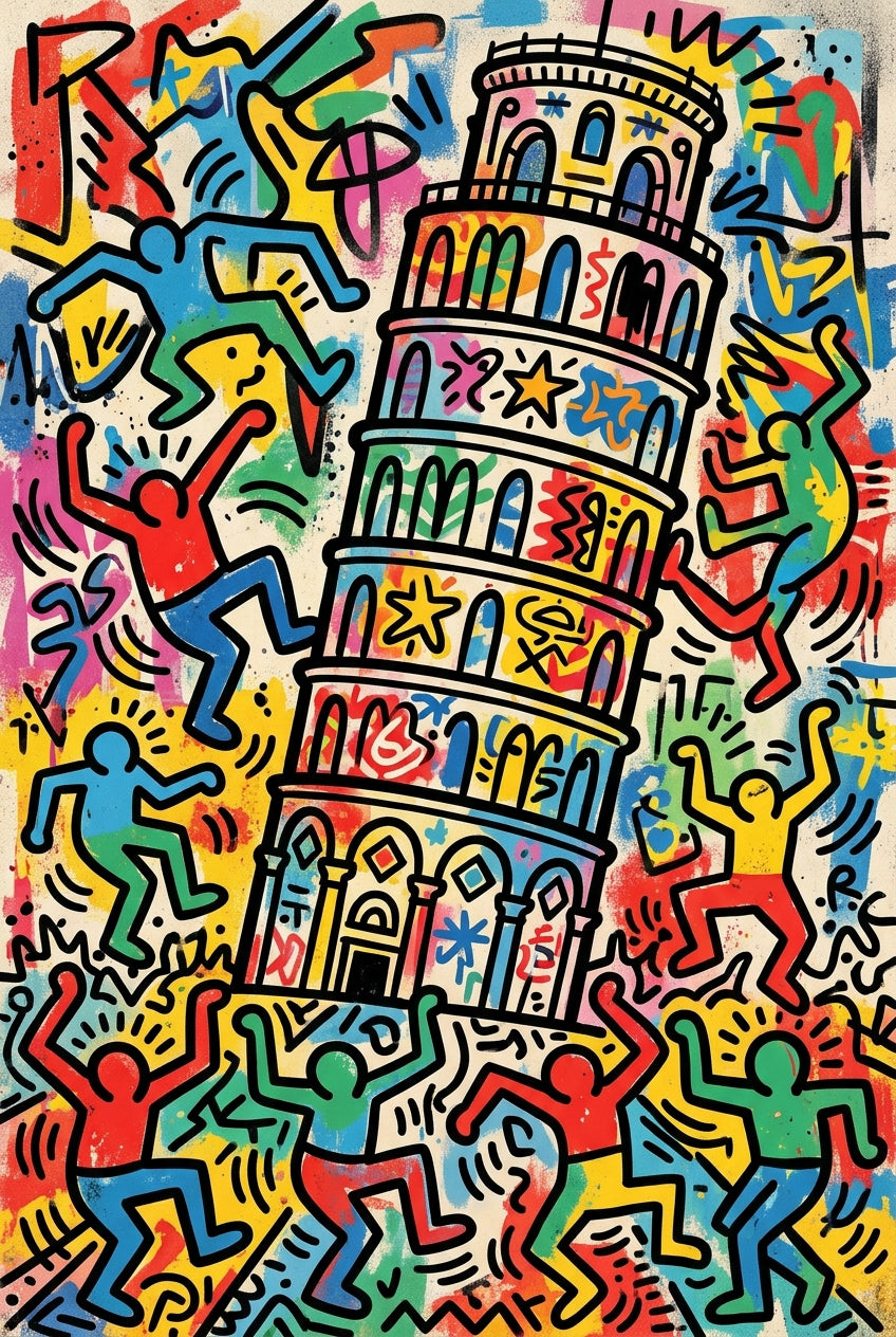 Poster de Pise, poster style street art et pop art