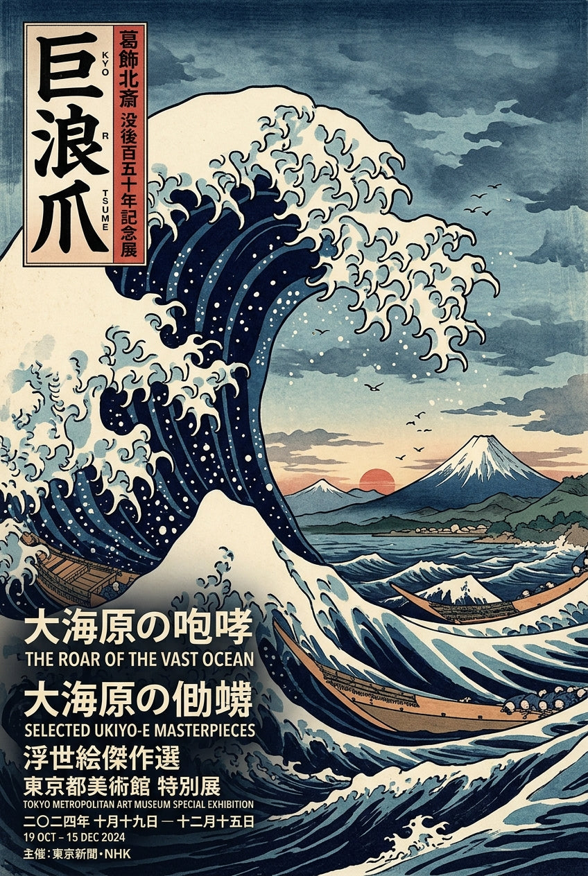 Affiche Grande Vague, poster exposition japonaise