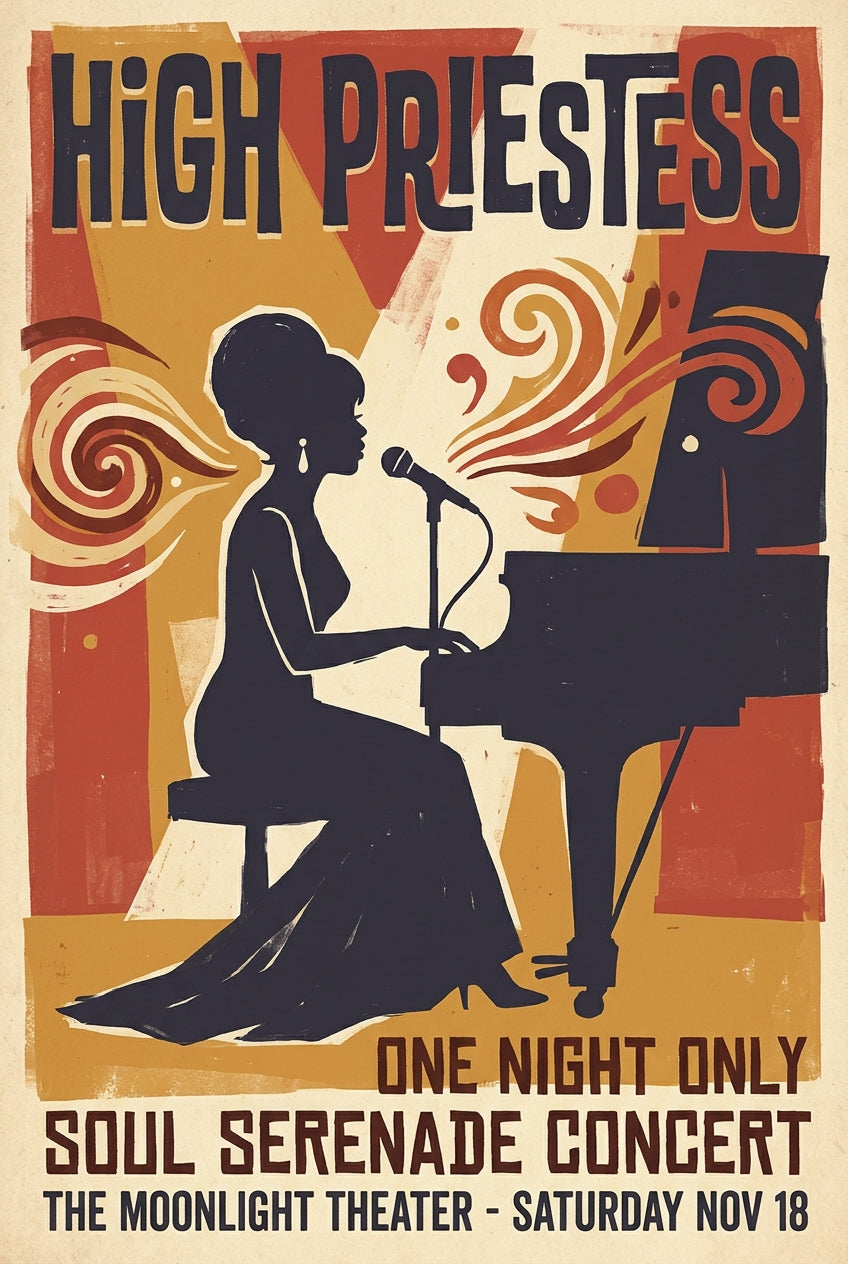 Poster High Priestess Soul, affiche chanteuse au piano
