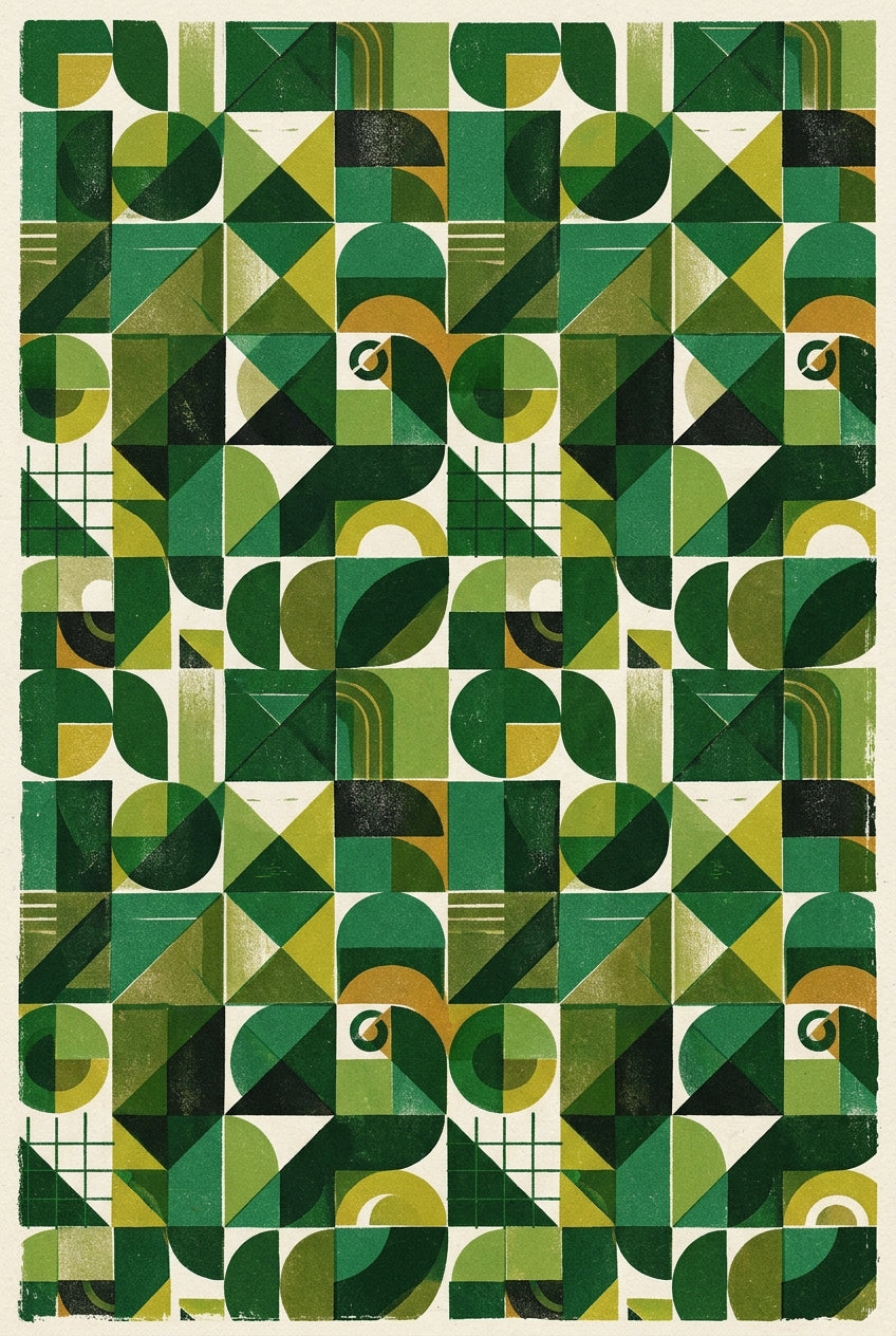Poster Motif géométrique vert, Formes abstraites