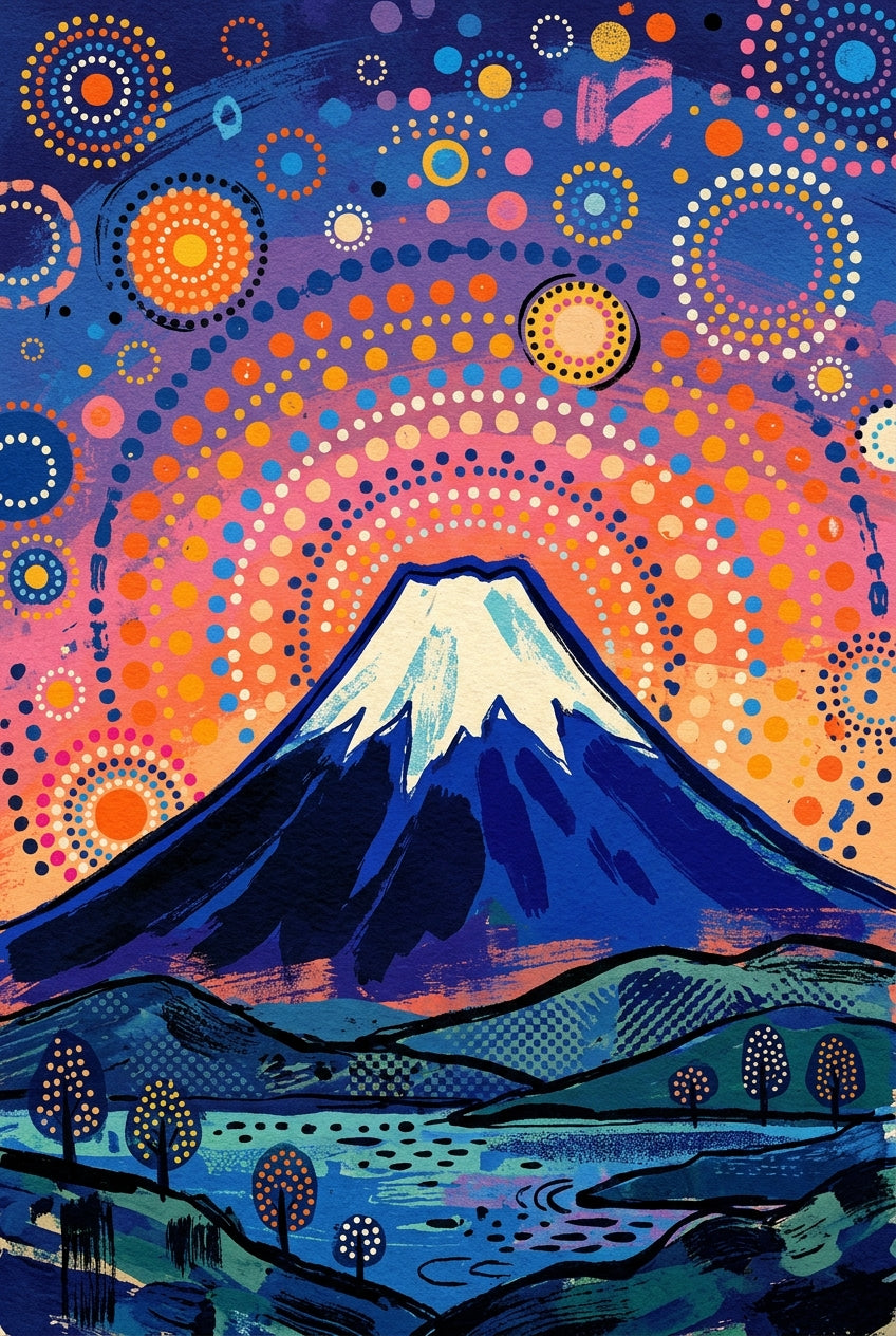 Poster du Mont Fuji, affiche style pop art