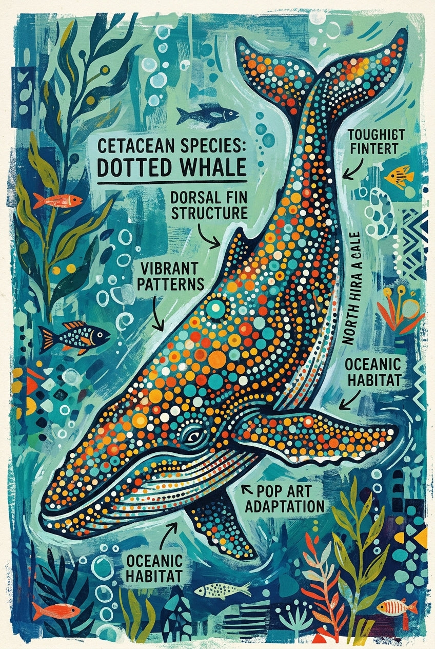 Poster baleine à pois, affiche décorative style pop art