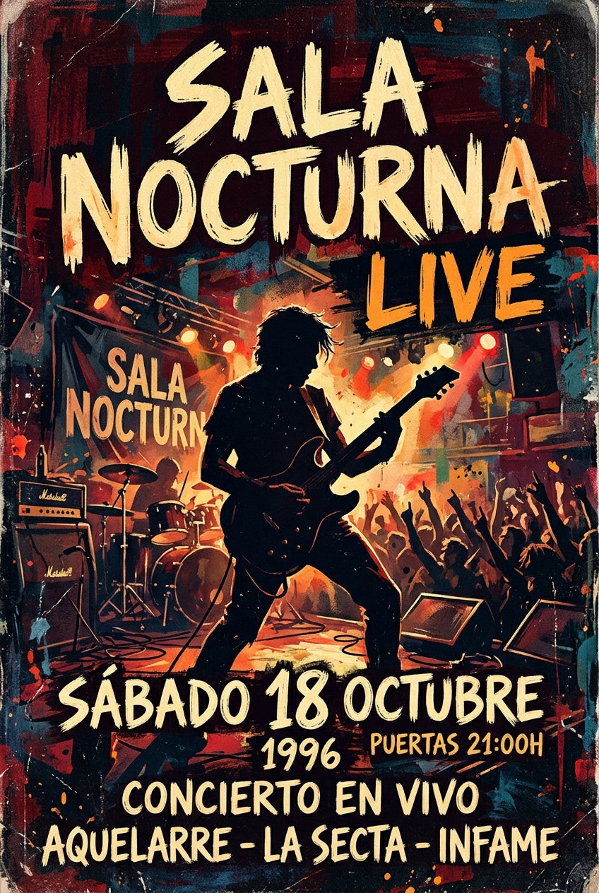 Affiche Sala Nocturna, poster rock vintage 1996