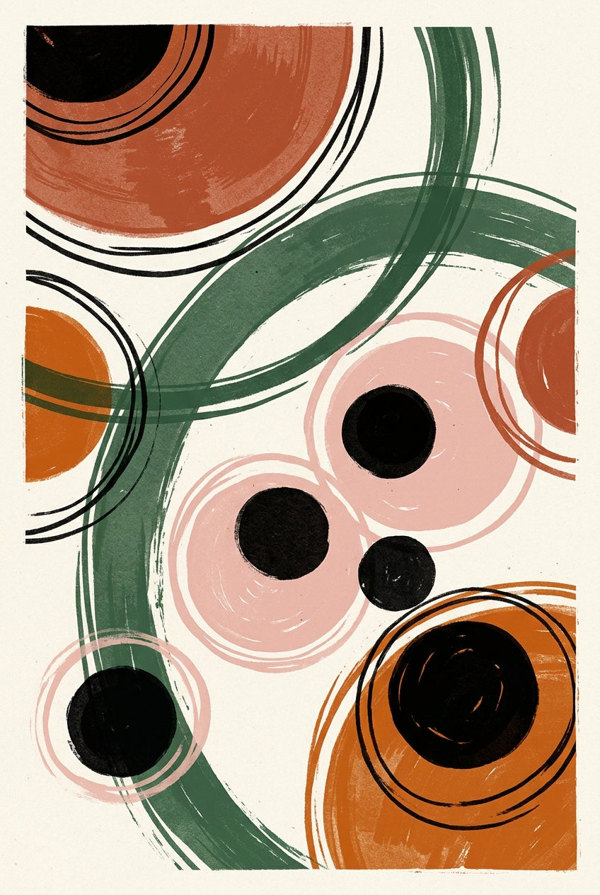 Poster Art abstrait, affiche cercles et formes
