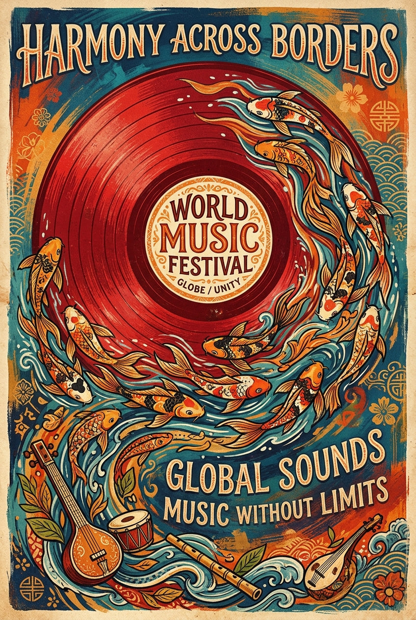 Affiche du Festival de Musique du Monde, poster koi