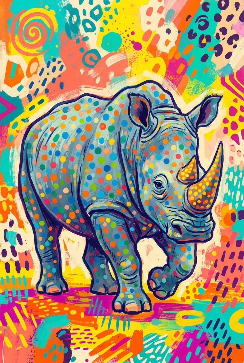 Poster Rhinocéros pop art, affiche colorée