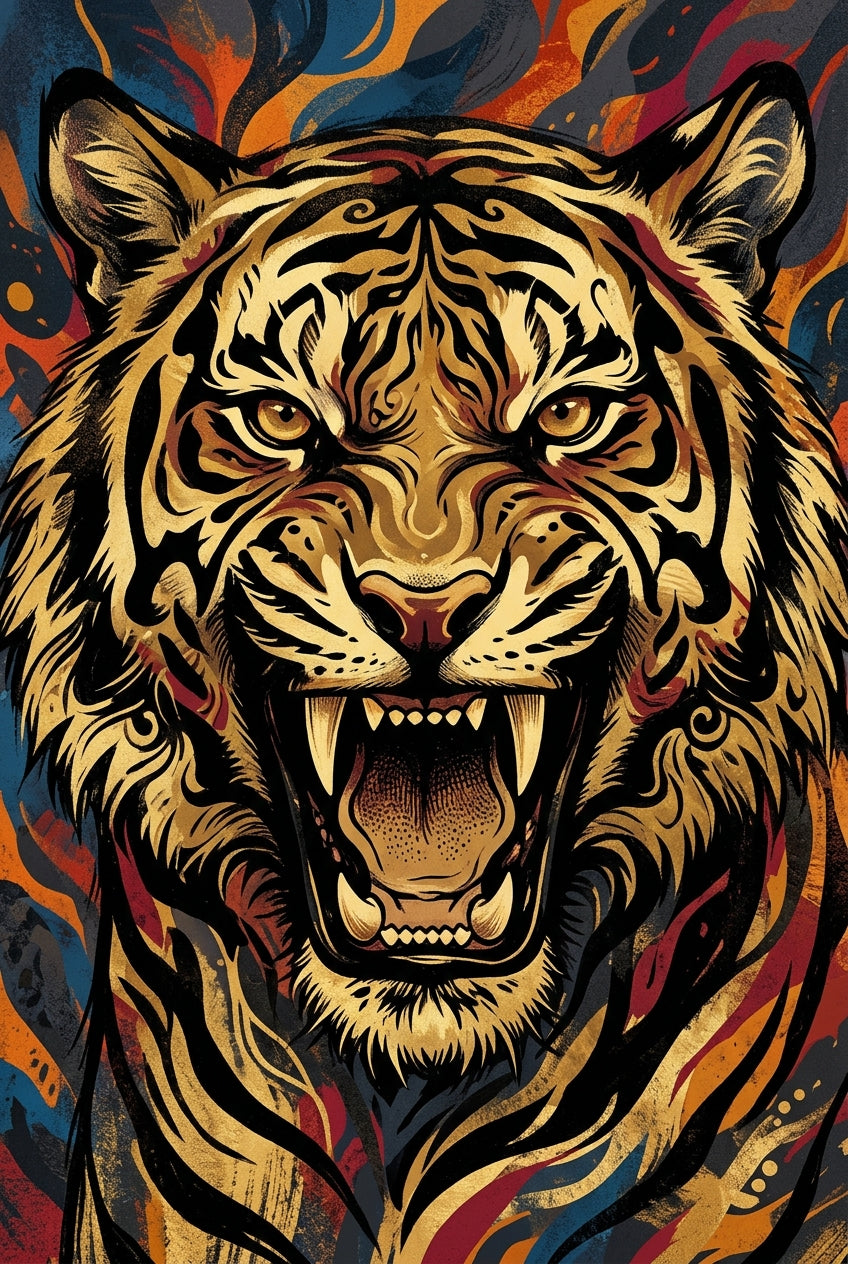 Affiche Tigre, poster rugissant aux détails graphiques
