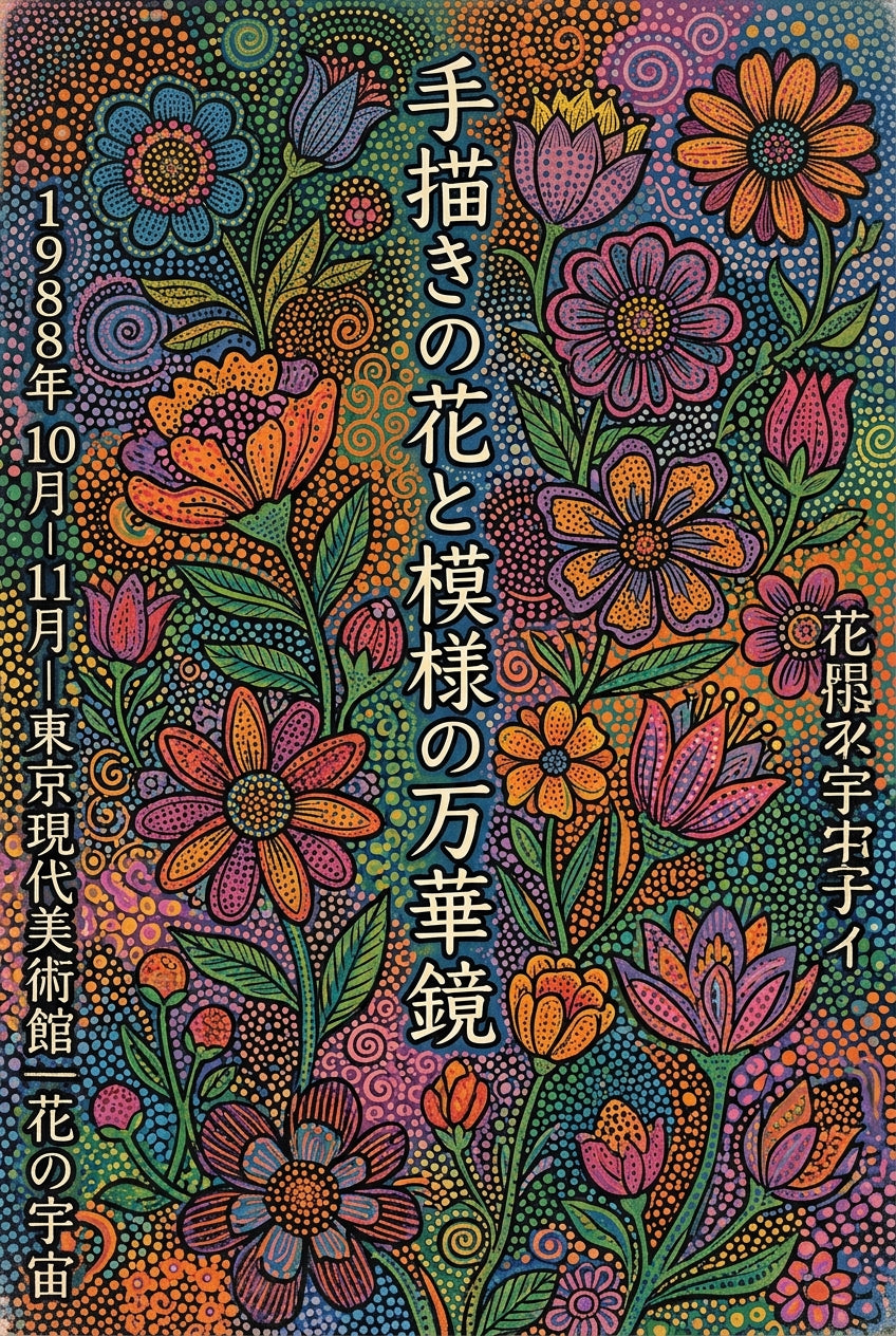 Affiche Exposition de fleurs japonaises, poster vintage