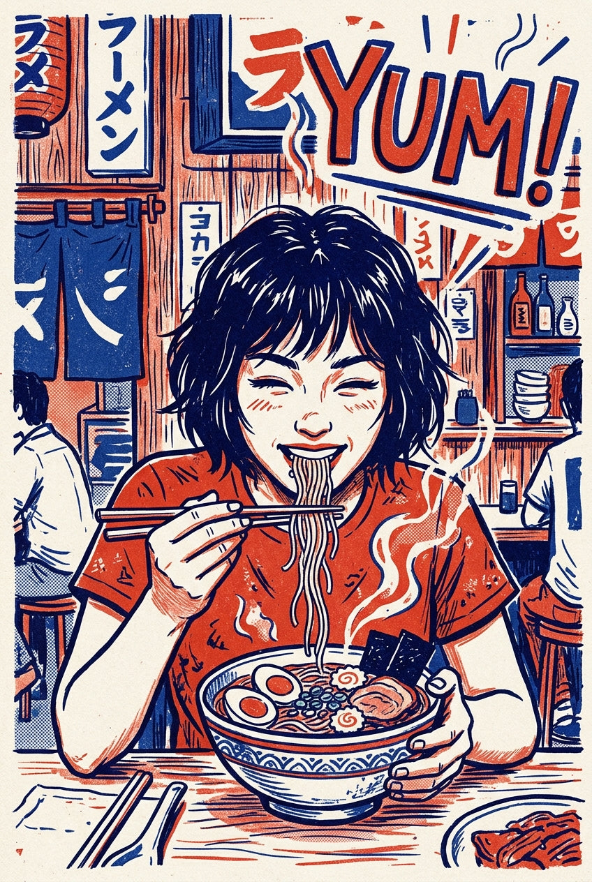 Affiche Ramen du Japon, poster illustration vintage