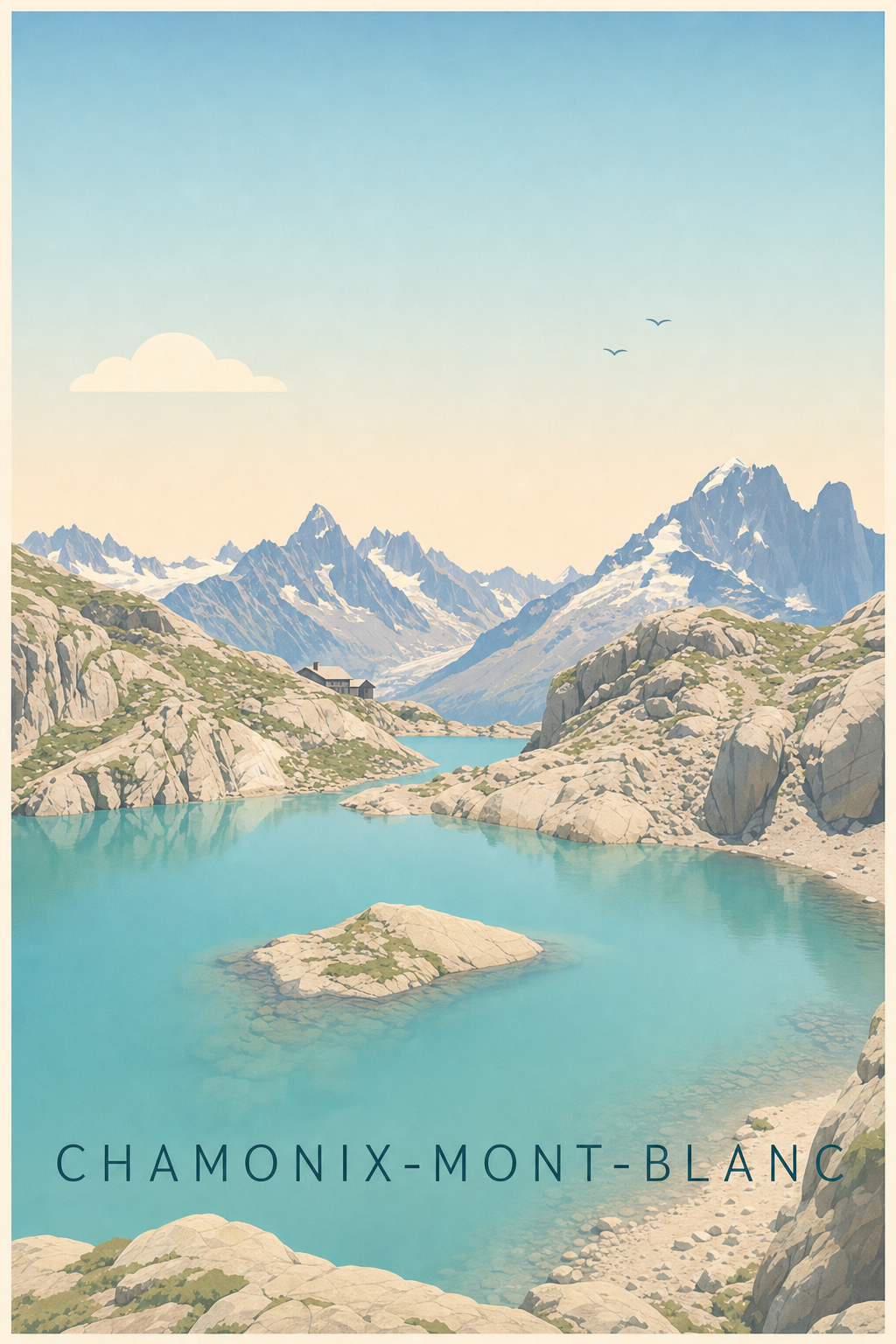 Affiche de Chamonix-Mont-Blanc, poster du lac Blanc