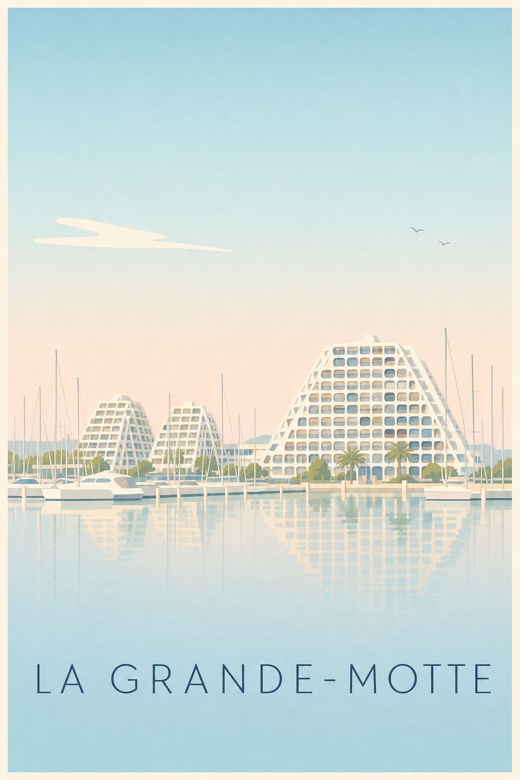Affiche de La Grande-Motte, poster de la plage de La Grande-Motte