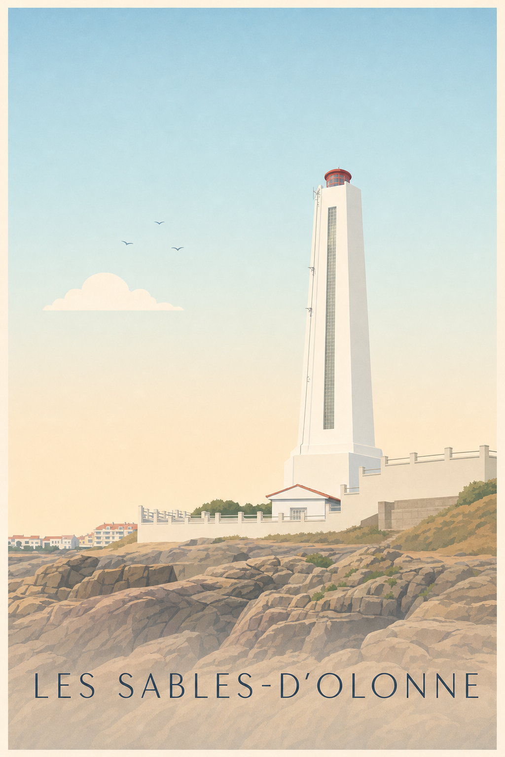 Affiche des Sables-d'Olonne, poster du phare de l'Armandèche