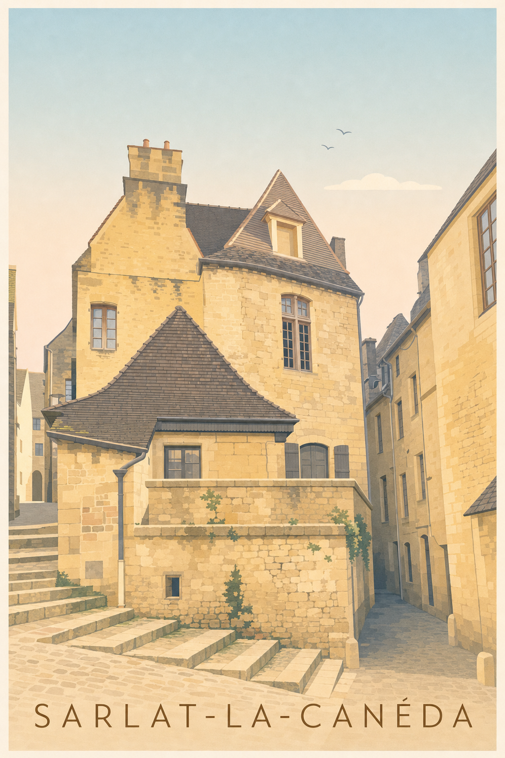 Affiche de Sarlat-la-Canéda, poster de la cité médiévale de Sarlat