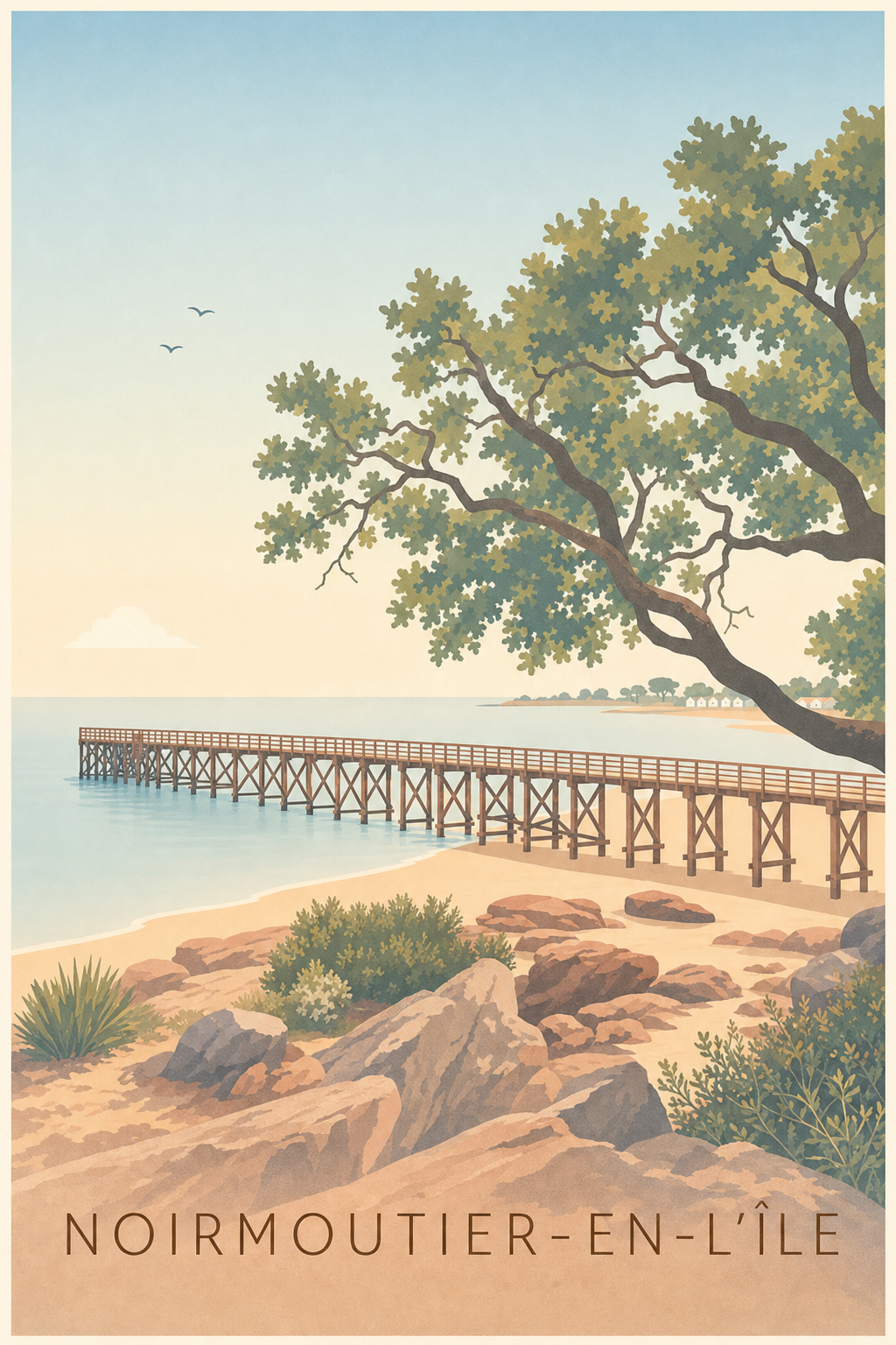 Affiche de Noirmoutier-en-l'Île, poster de la plage des Dames