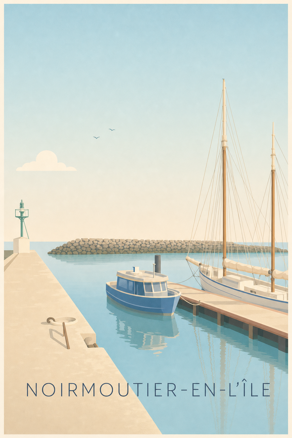 Affiche de Noirmoutier-en-l'Île, poster du port de l'Herbaudière