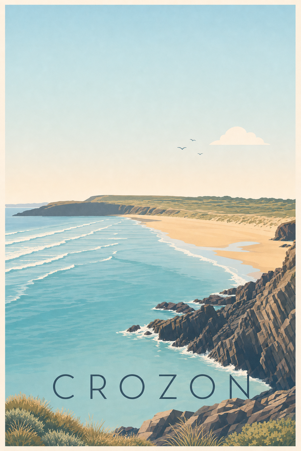 Affiche de Crozon, poster de la plage de la Palue