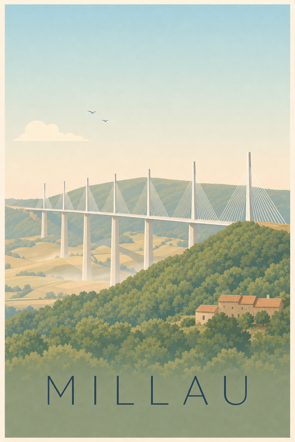 Affiche de Millau, poster du viaduc de Millau