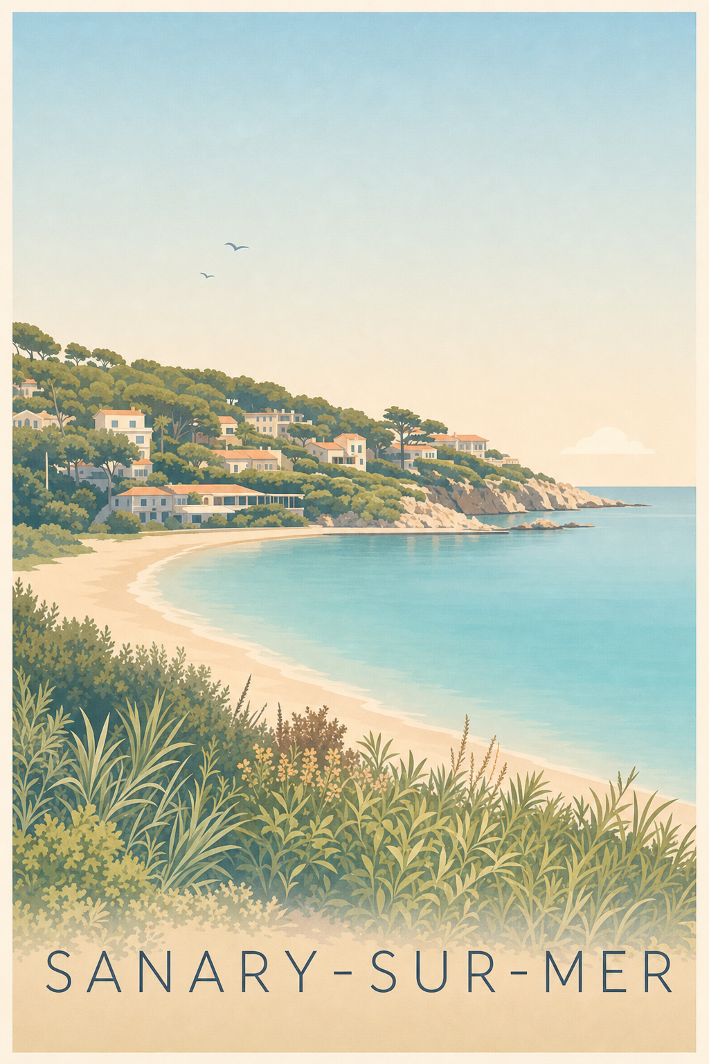 Affiche de Sanary-sur-Mer, poster de la plage de Portissol