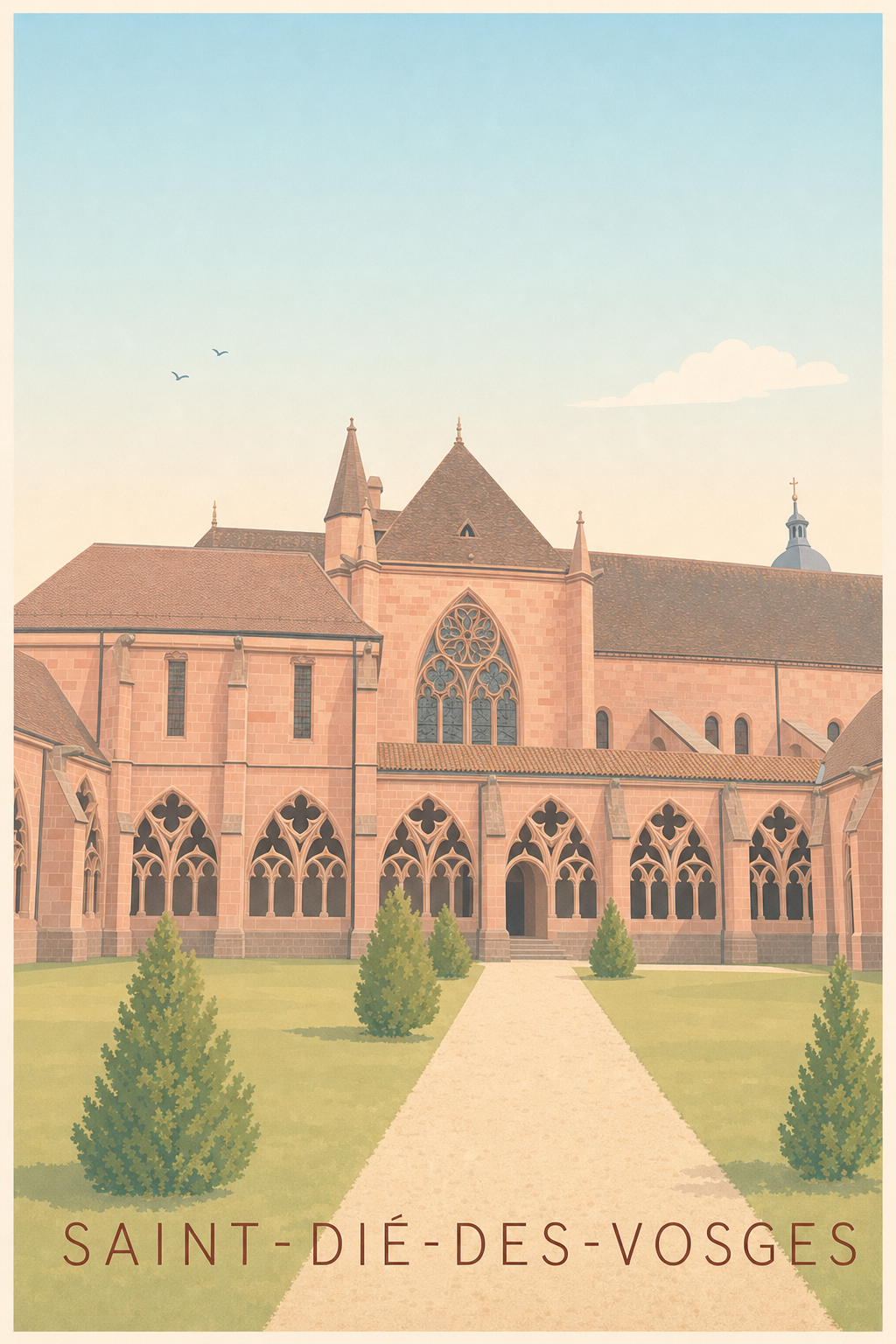 Affiche de Saint-Dié-des-Vosges, poster de la cathédrale de Saint-Dié