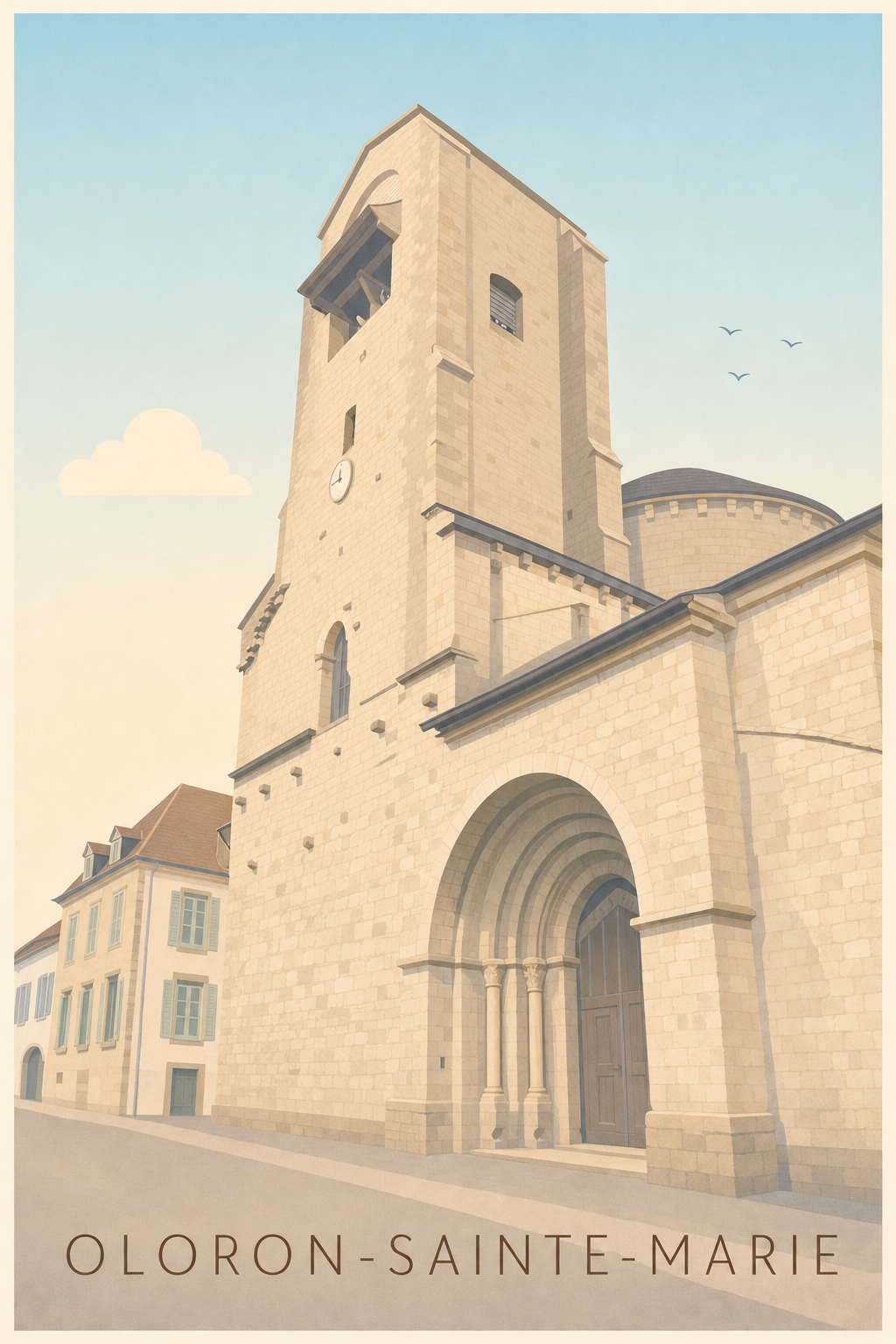 Affiche d'Oloron-Sainte-Marie, poster du quartier Sainte-Croix