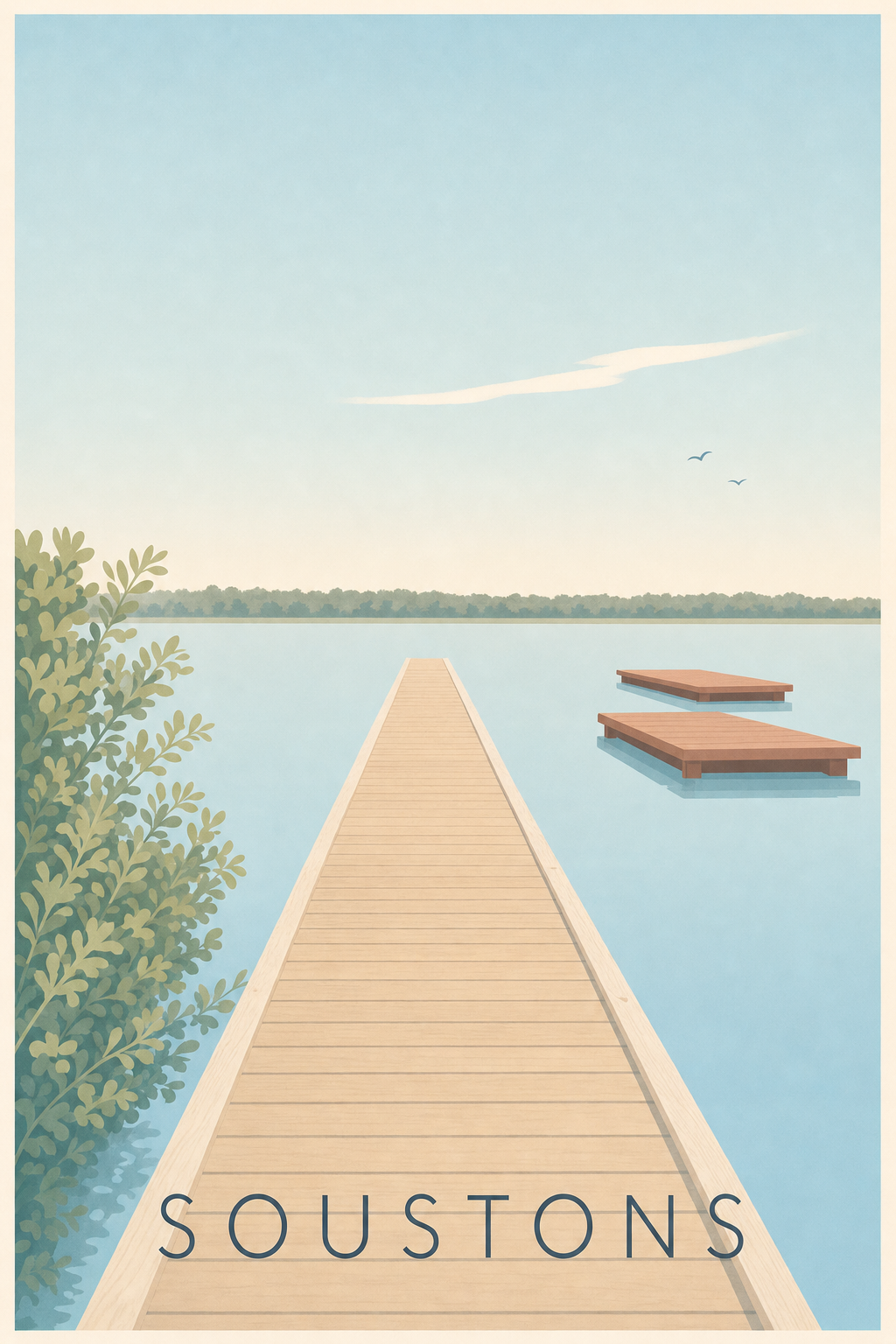 Affiche de Soustons, poster du lac de Soustons
