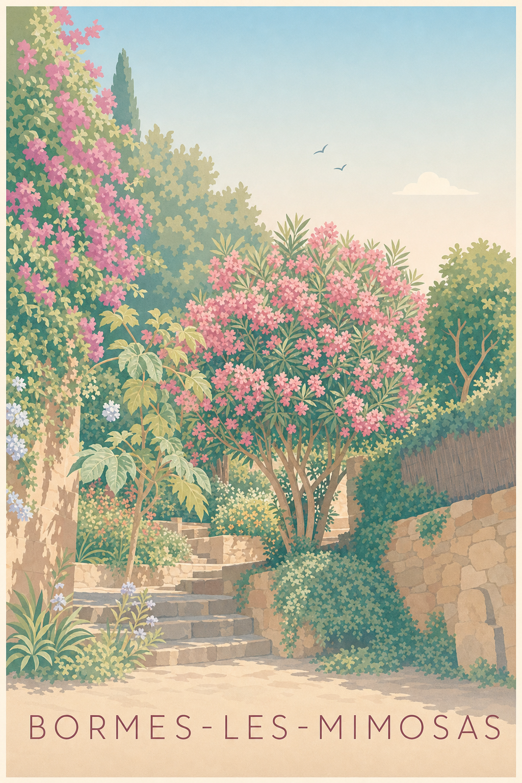 Affiche de Bormes-les-Mimosas, poster du vieux village de Bormes-les-Mimosas