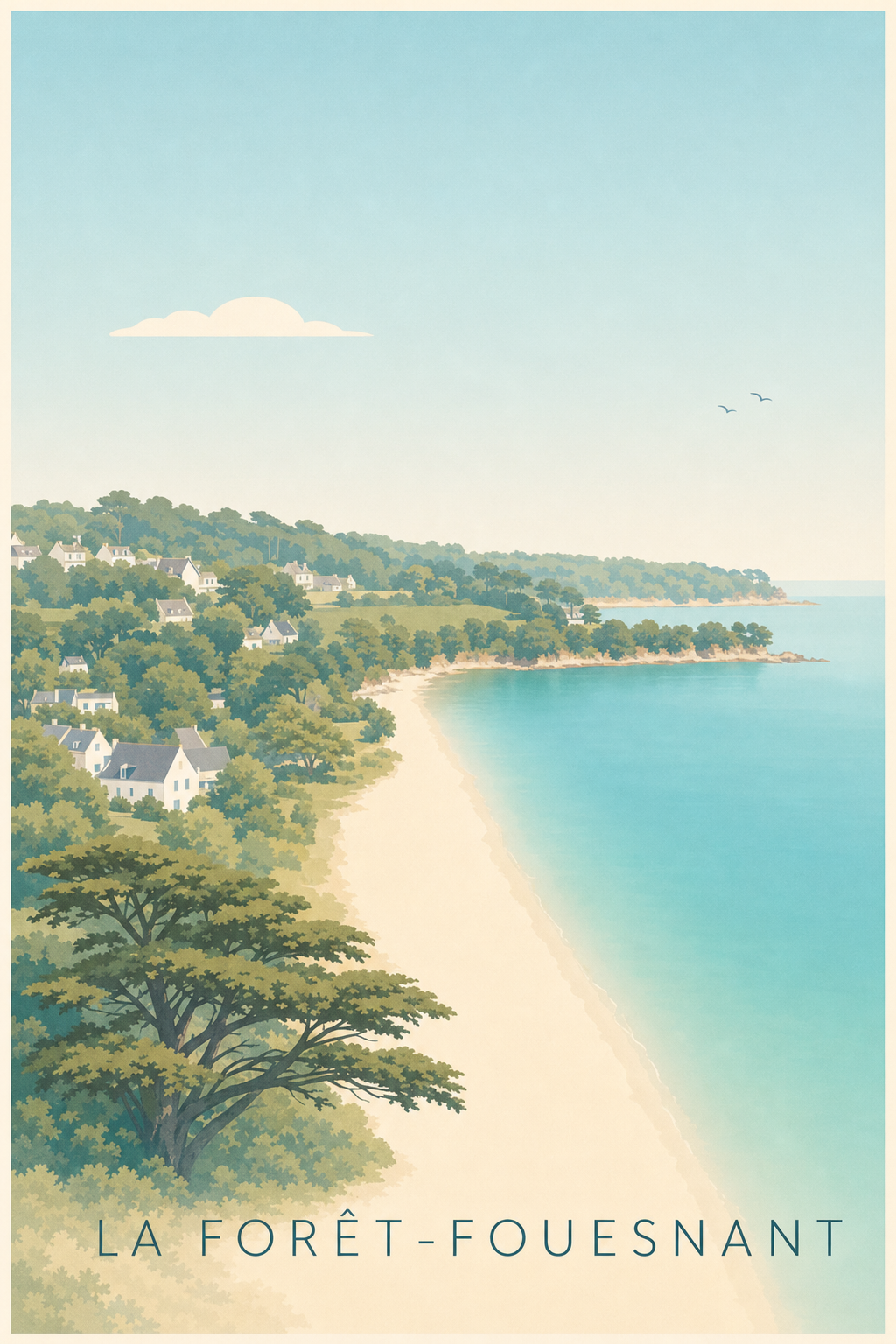 Affiche de La Forêt-Fouesnant, poster de la plage de Kerleven