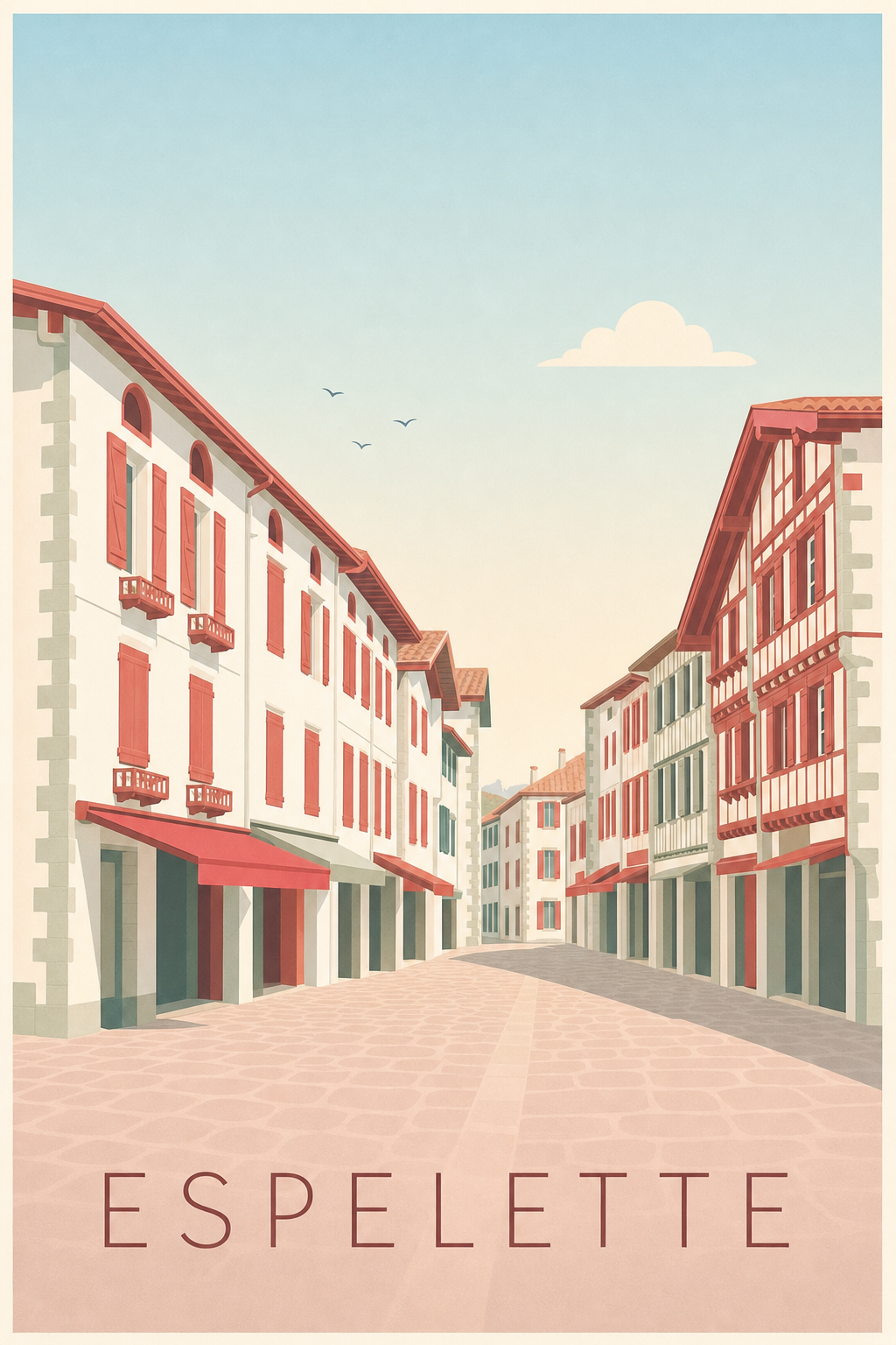 Affiche d'Espelette, poster du village d'Espelette