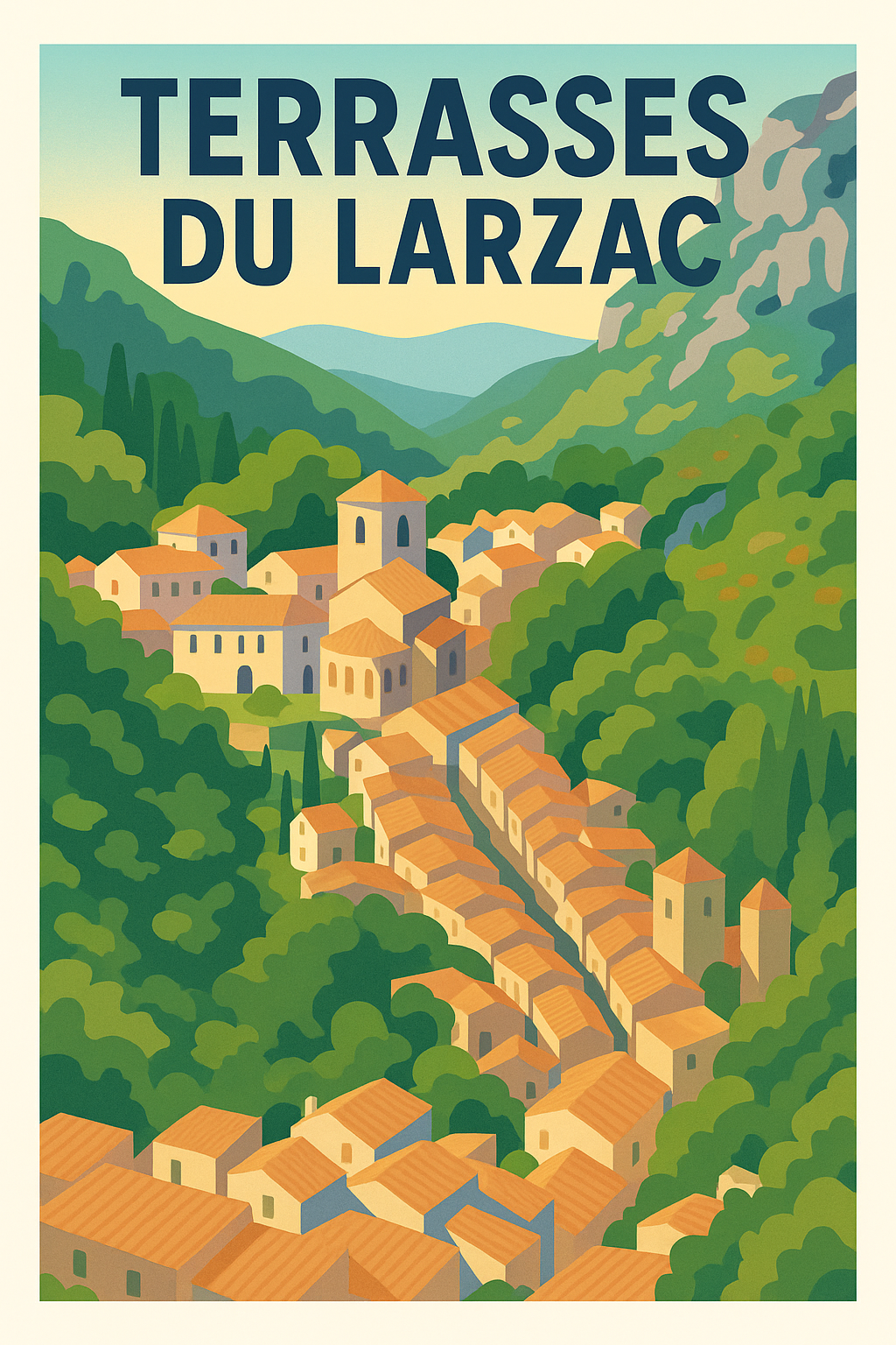 Affiche de Terrasses du Larzac - Évasion au cœur des paysages occitans