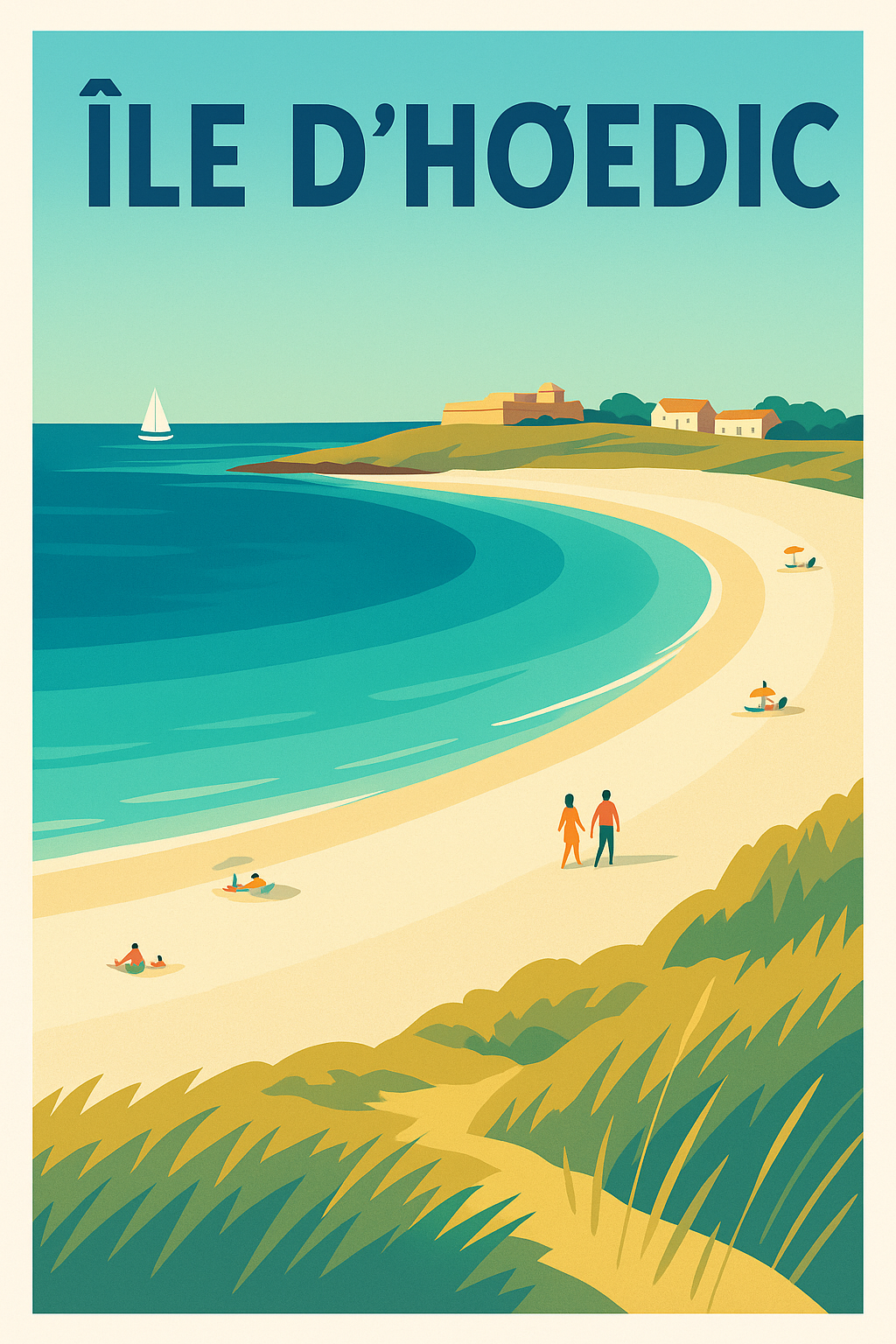 Affiche de Île d'Hœdic - Évasion sauvage et plages de sable blanc