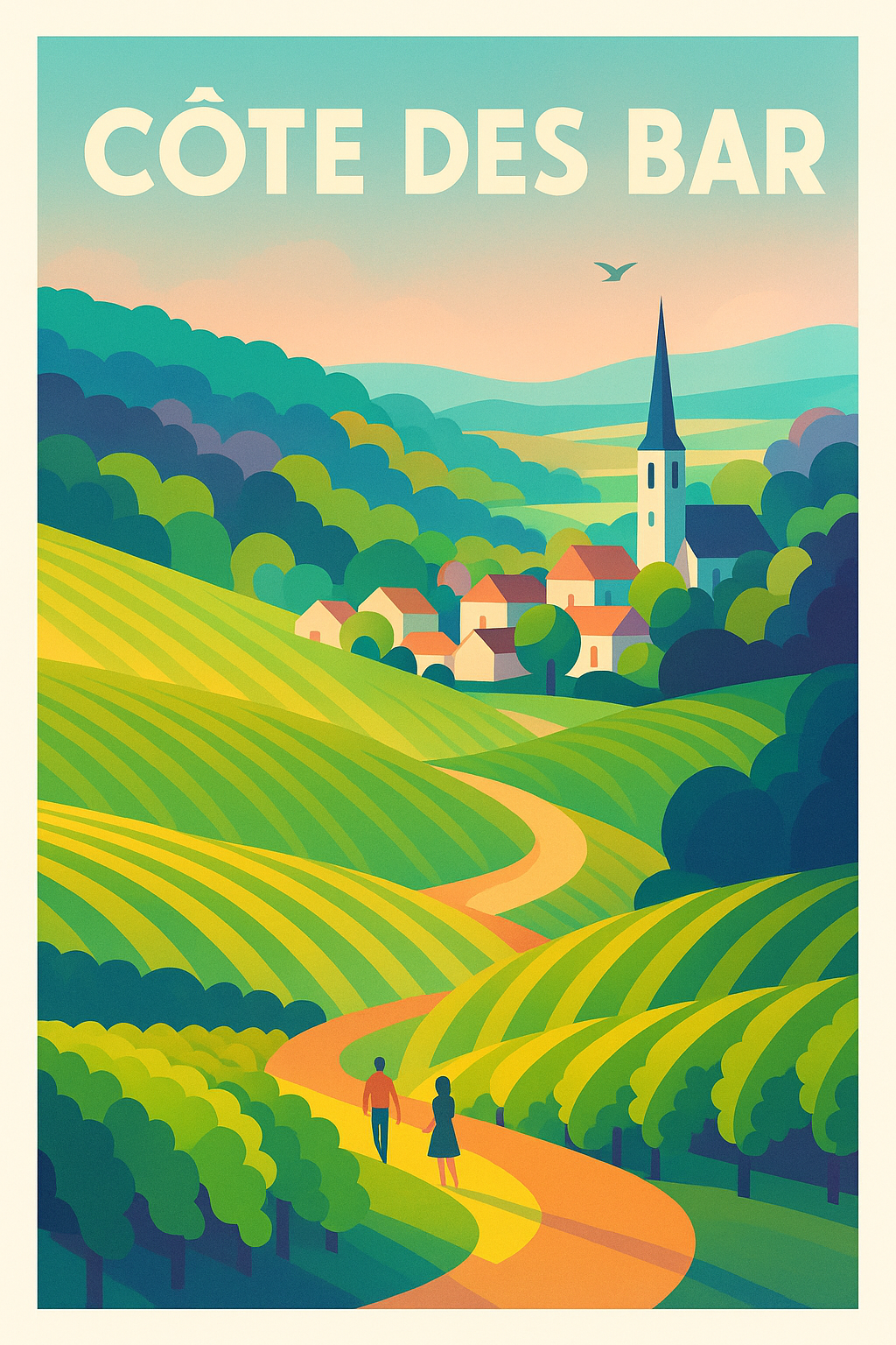 Affiche de Côte des Bar - L'élégance pétillante des vignobles champenois