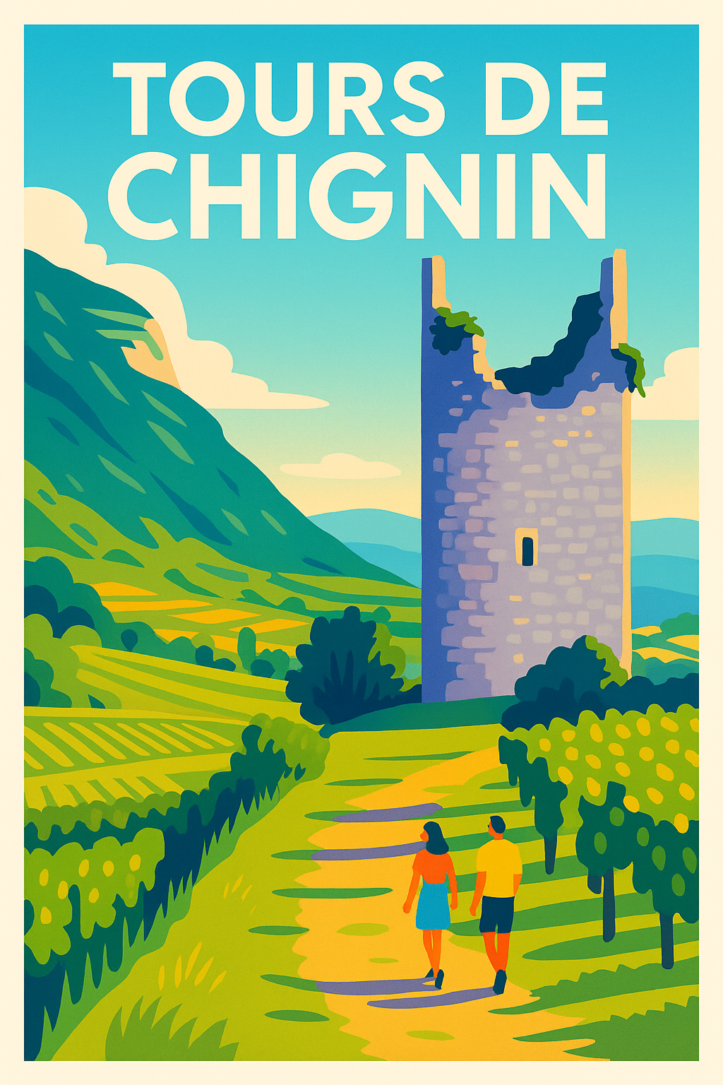 Affiche de Tours de Chignin - L'élégance des vignobles savoyards