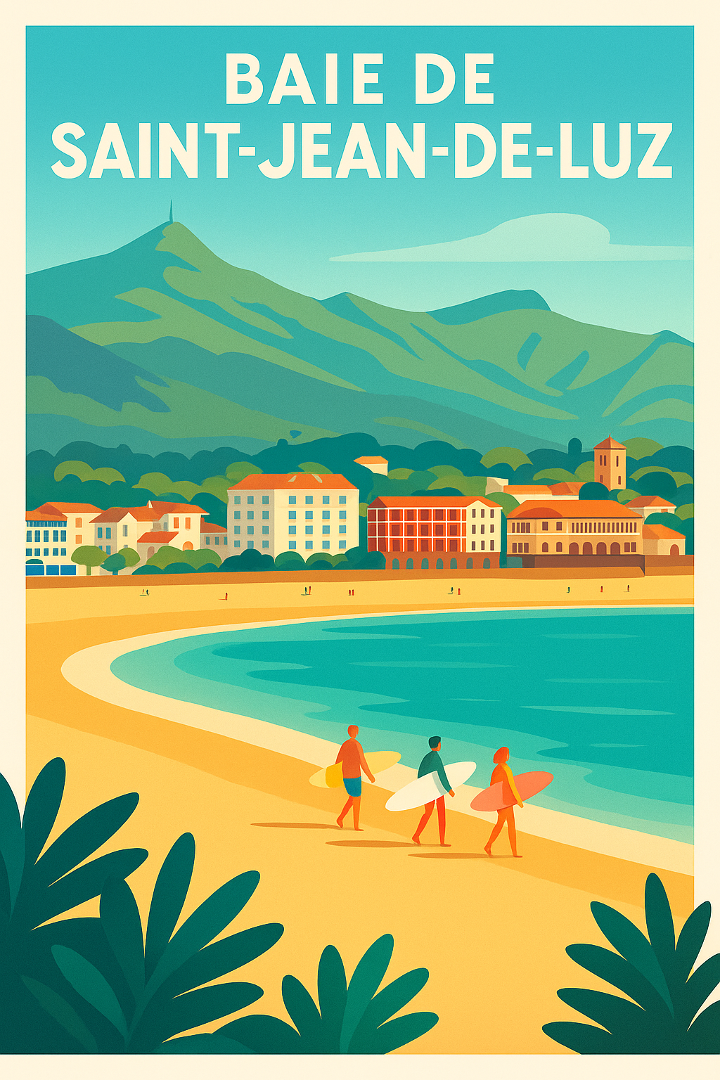 Affiche de Saint-Jean-de-Luz, poster surfeurs | Afich