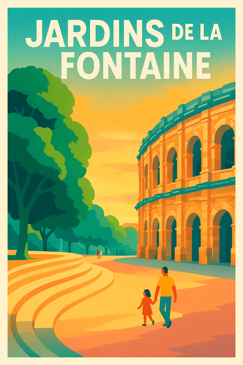 Affiche de Jardins de la Fontaine - L'élégance historique de Nîmes sous le soleil