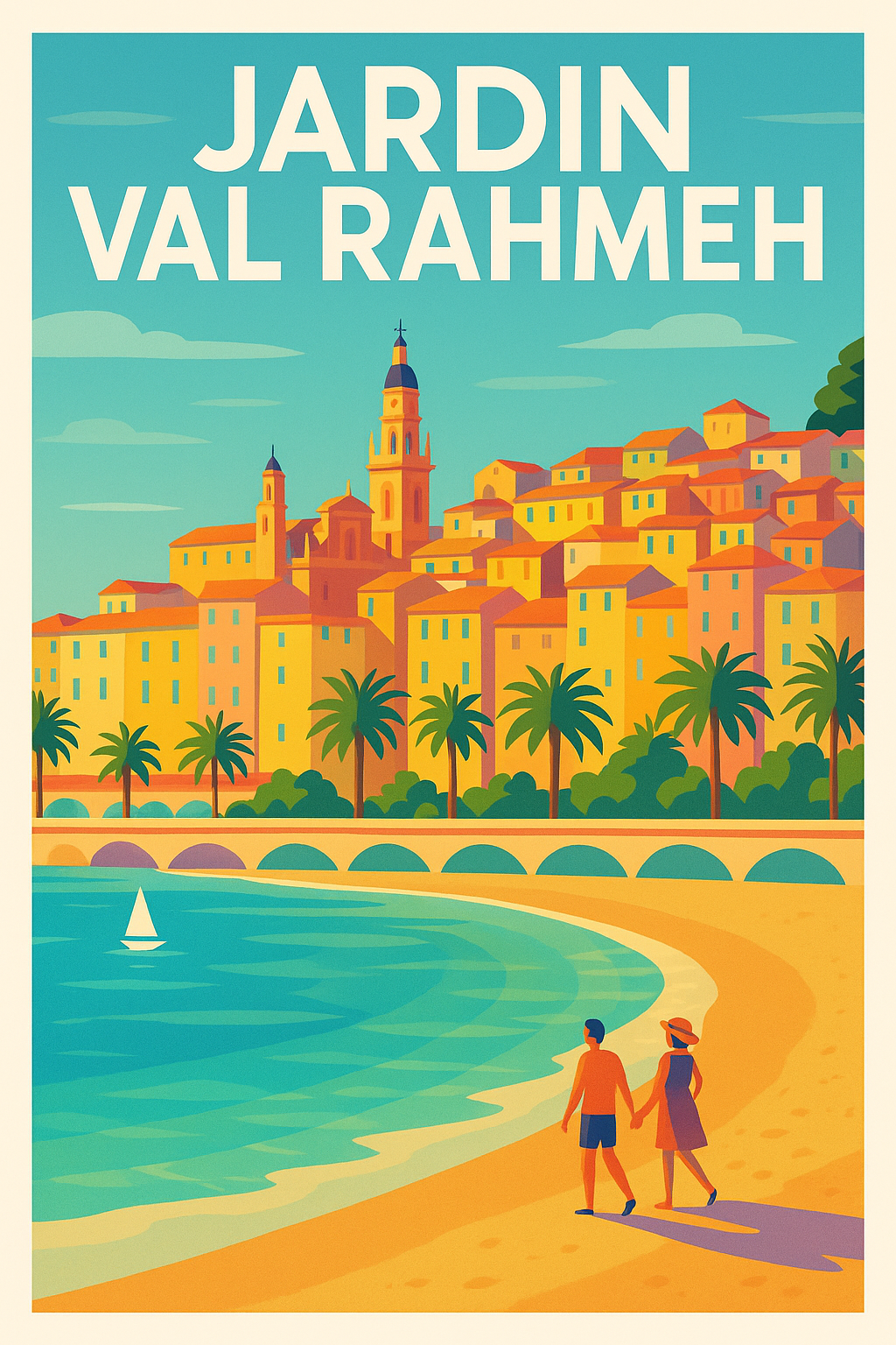 Affiche de Jardin Val Rahmeh - L'éclat de Menton dans une affiche vintage