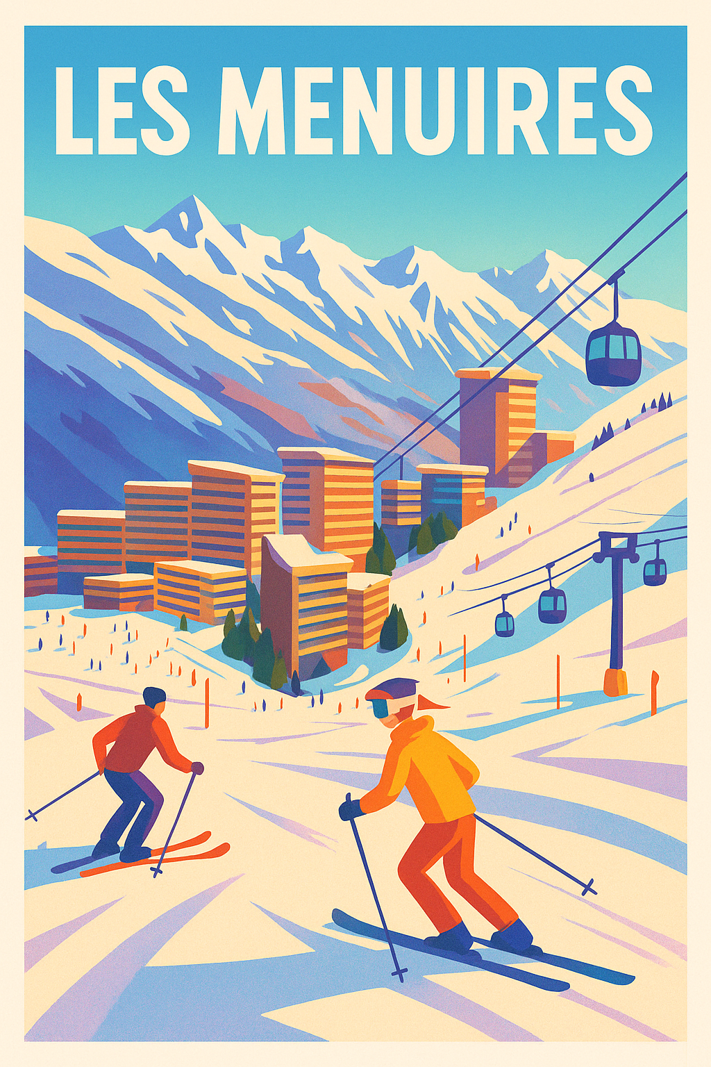 Affiche de Les Menuires - L'éclat des 3 Vallées en version vintage