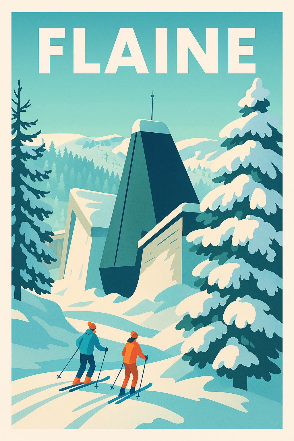 Affiche de Flaine - L'élégance du ski et de l'architecture moderniste