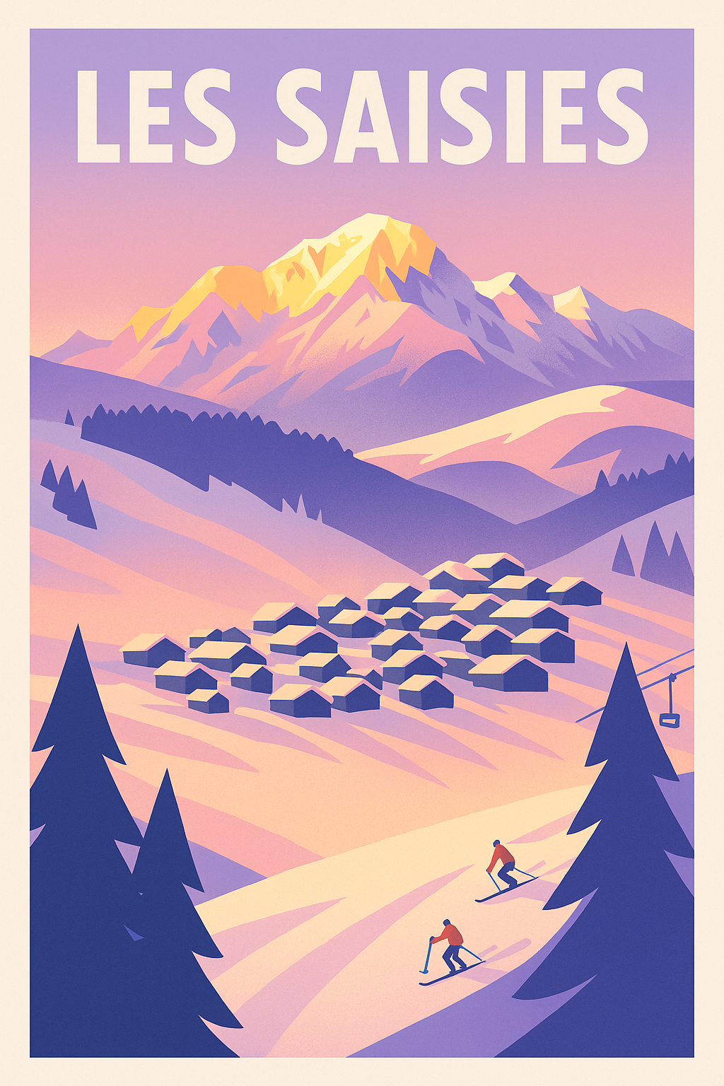 Affiche de Les Saisies - L'éclat du Mont-Blanc et la magie du ski