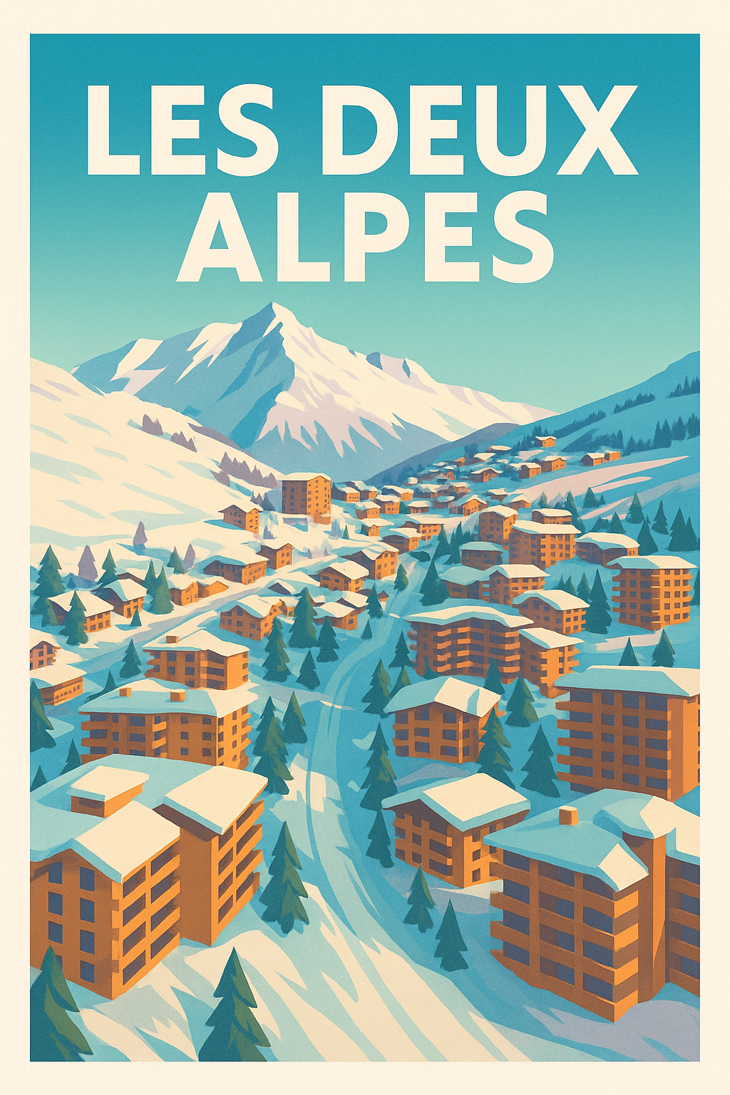 Affiche de Les Deux Alpes - L'élégance des sommets enneigés