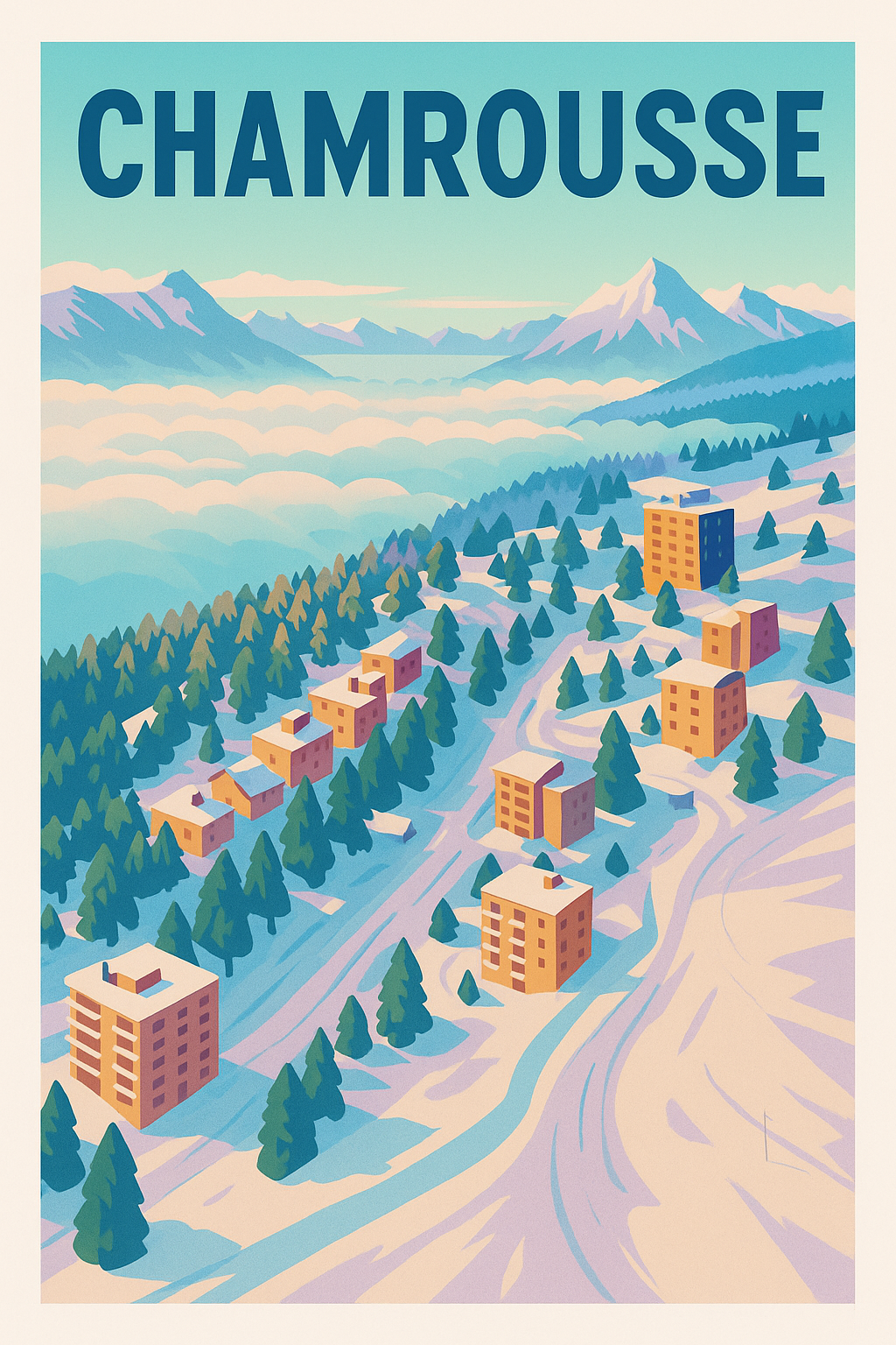 Affiche de Chamrousse - L'éclat des sommets au-dessus des nuages