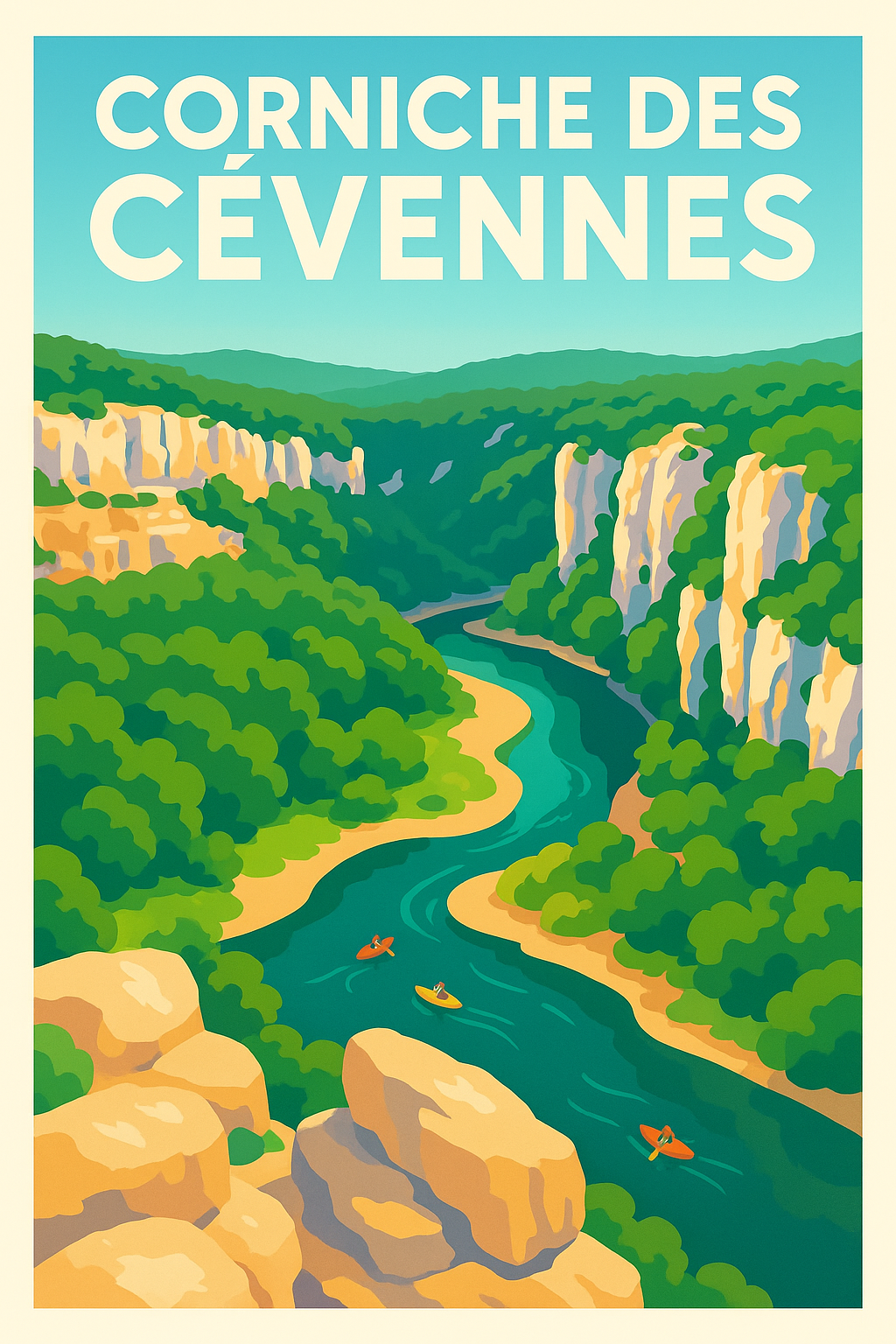 Affiche de Corniche des Cévennes - L'éclat sauvage des gorges en kayak