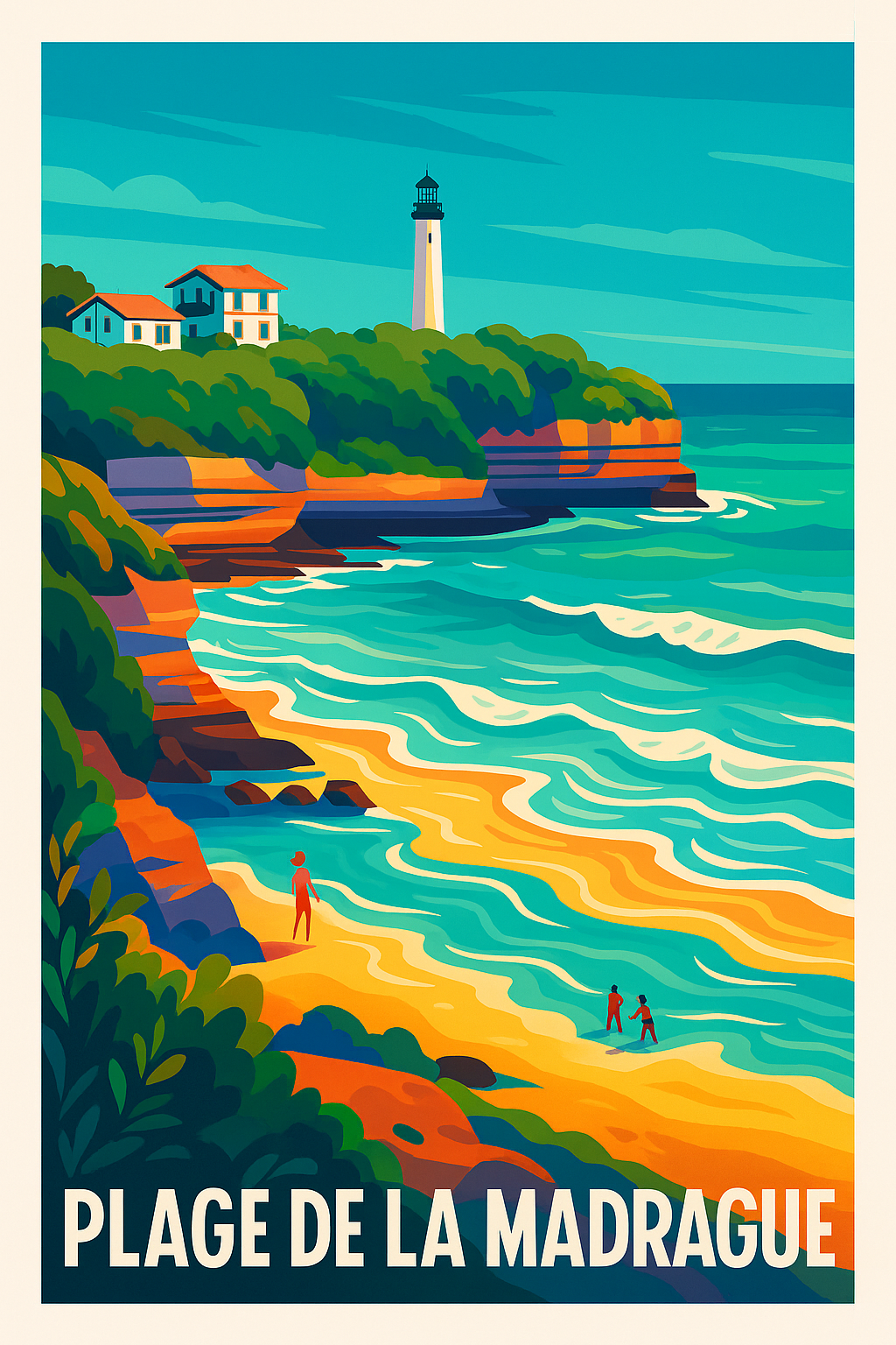 Affiche Plage de la Madrague — L'éclat du littoral basque chez vous · poster d'art de Plage de la Madrague