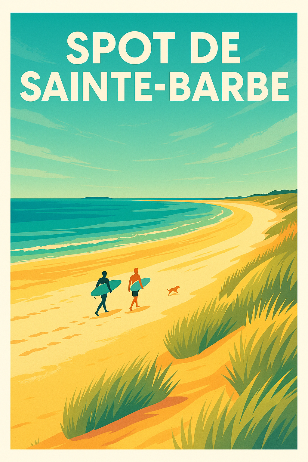 Affiche de Spot de Sainte-Barbe - L'esprit surf et l'éclat des dunes bretonnes